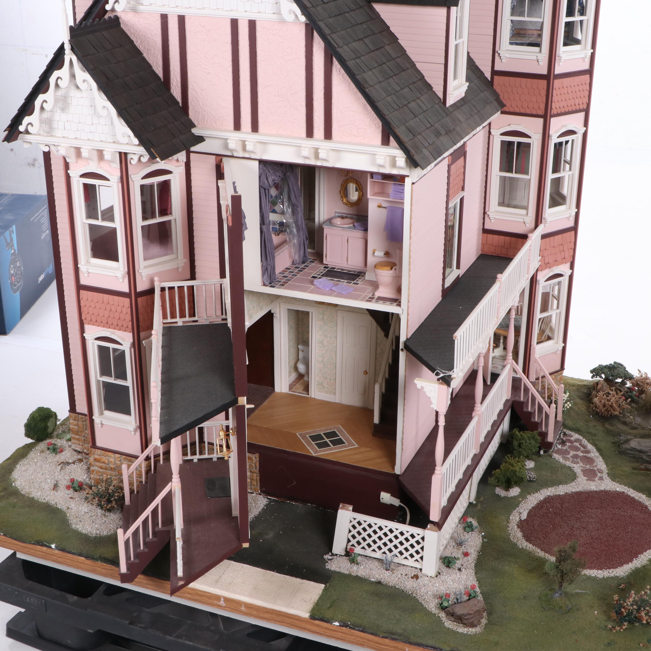 Lawbre "Shadowcliff" Victorian Style Dollhouse with Garage and Miniatures