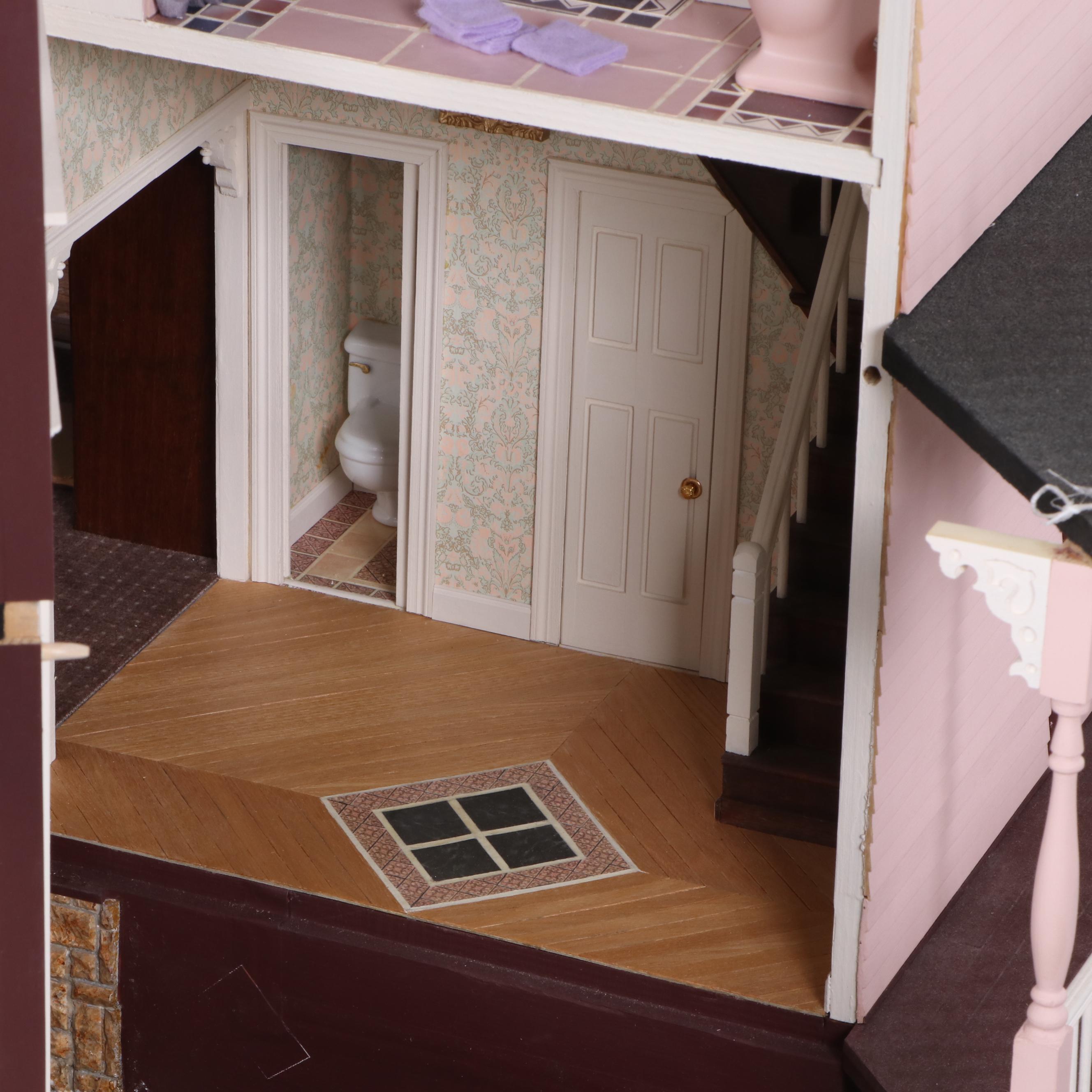 Lawbre "Shadowcliff" Victorian Style Dollhouse with Garage and Miniatures