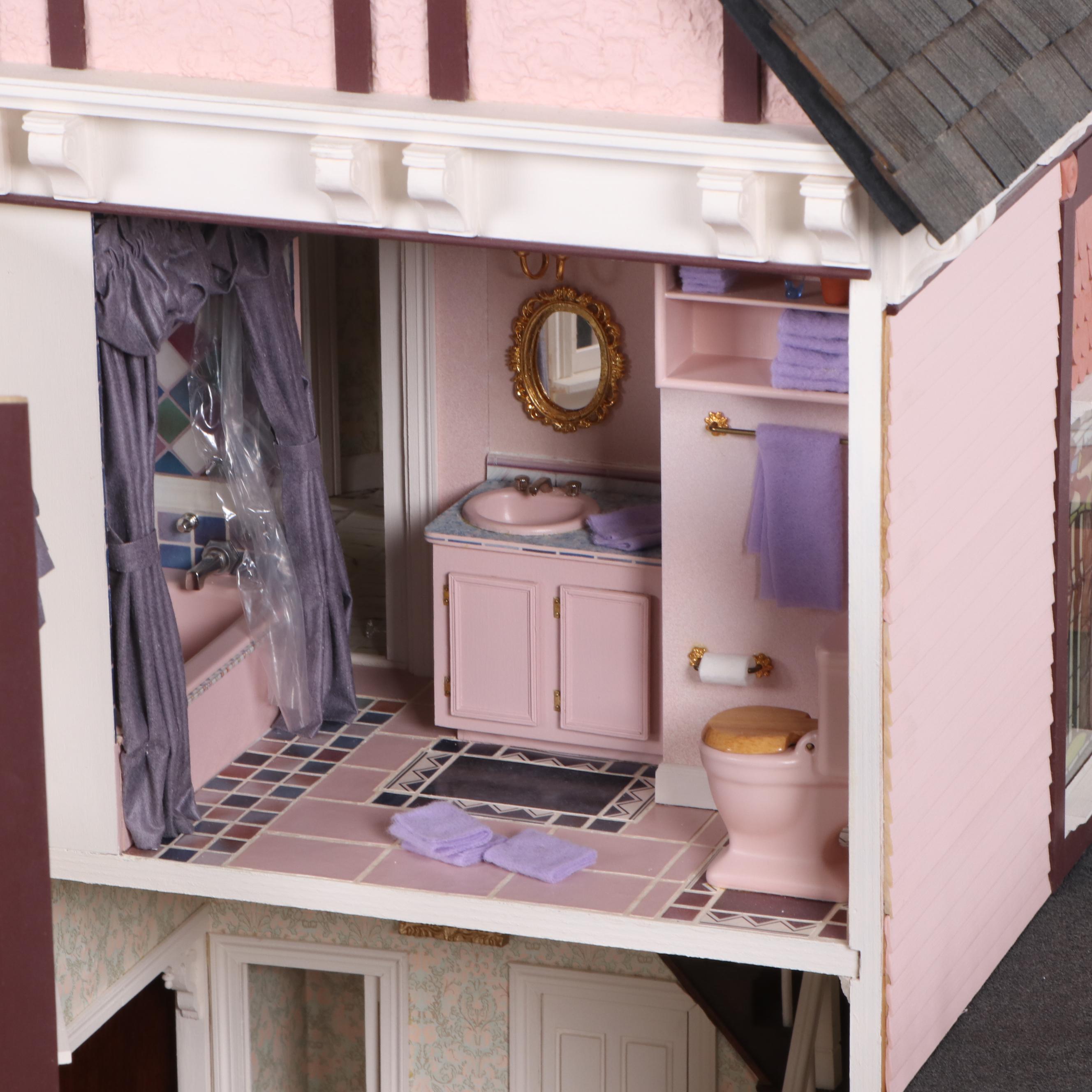 Lawbre "Shadowcliff" Victorian Style Dollhouse with Garage and Miniatures
