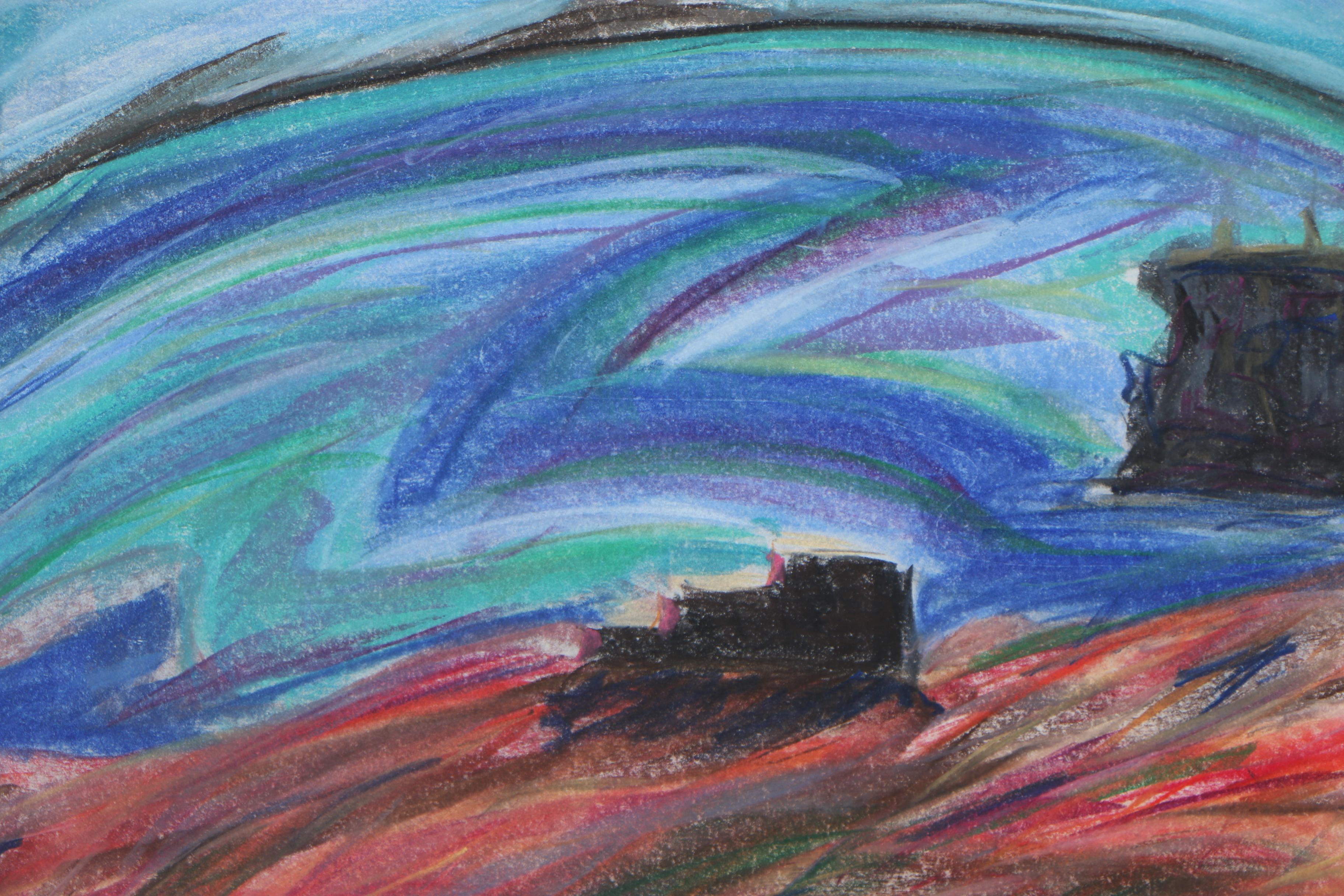 Late 20th Century Abstract Chalk Pastel Drawings