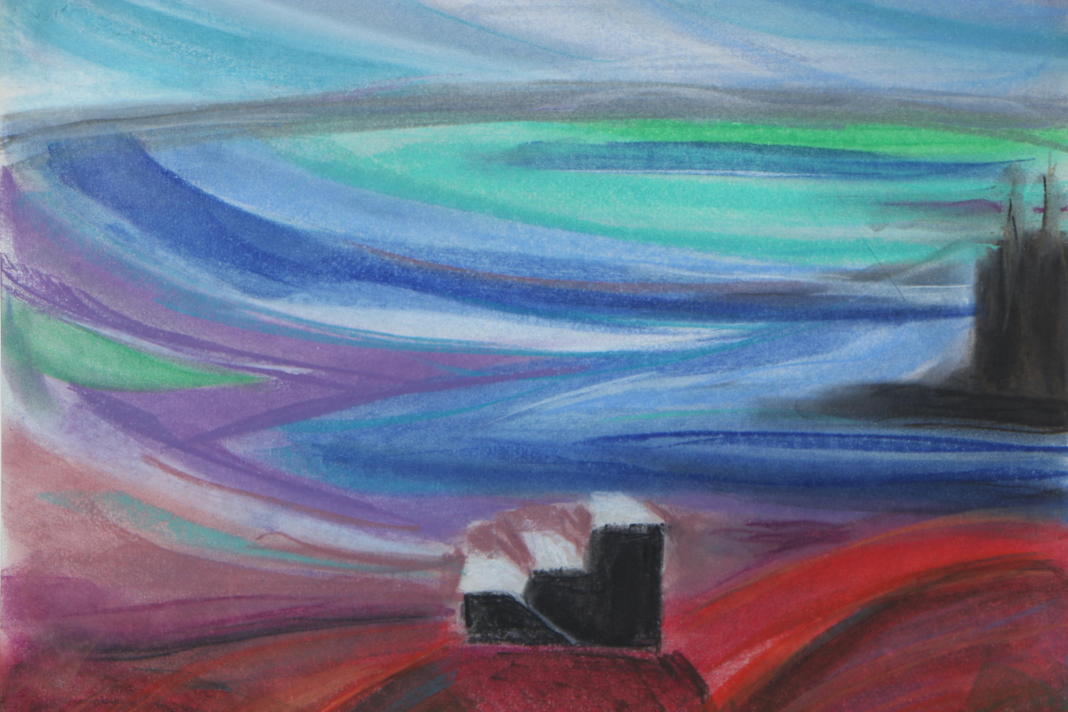 Late 20th Century Abstract Chalk Pastel Drawings