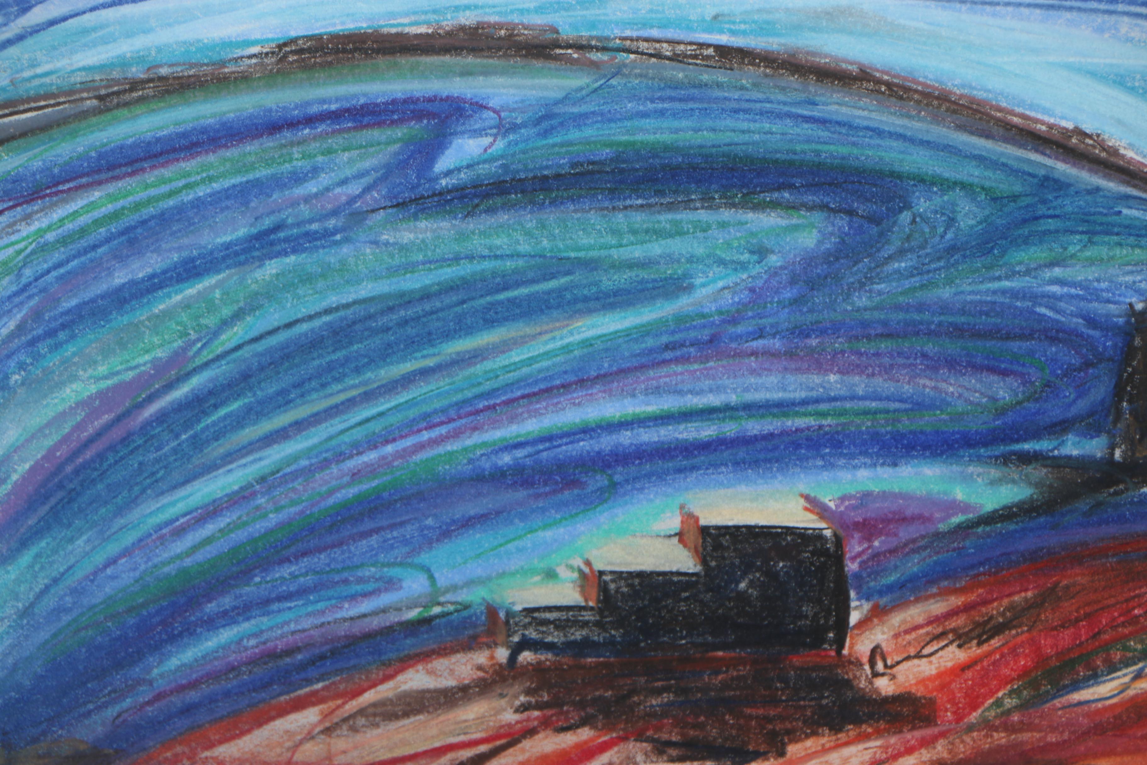 Late 20th Century Abstract Chalk Pastel Drawings