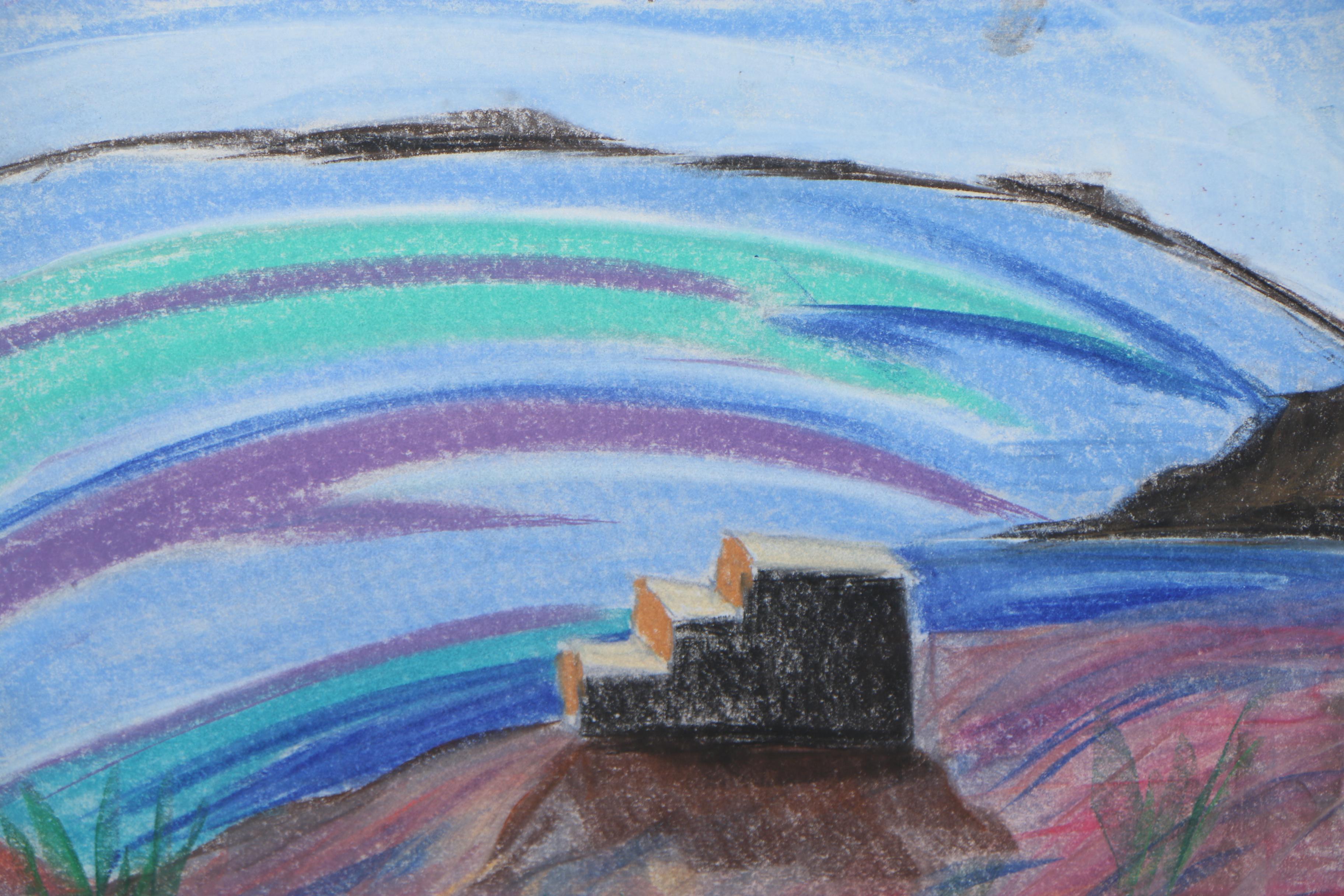 Late 20th Century Abstract Chalk Pastel Drawings