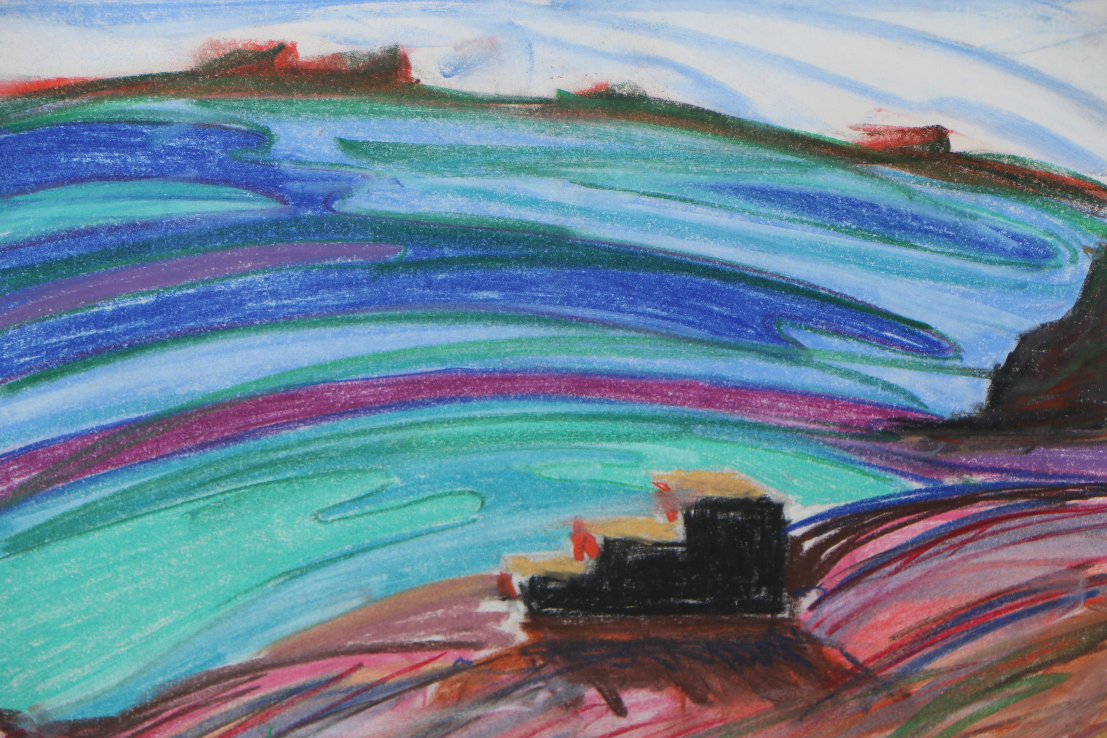 Late 20th Century Abstract Chalk Pastel Drawings
