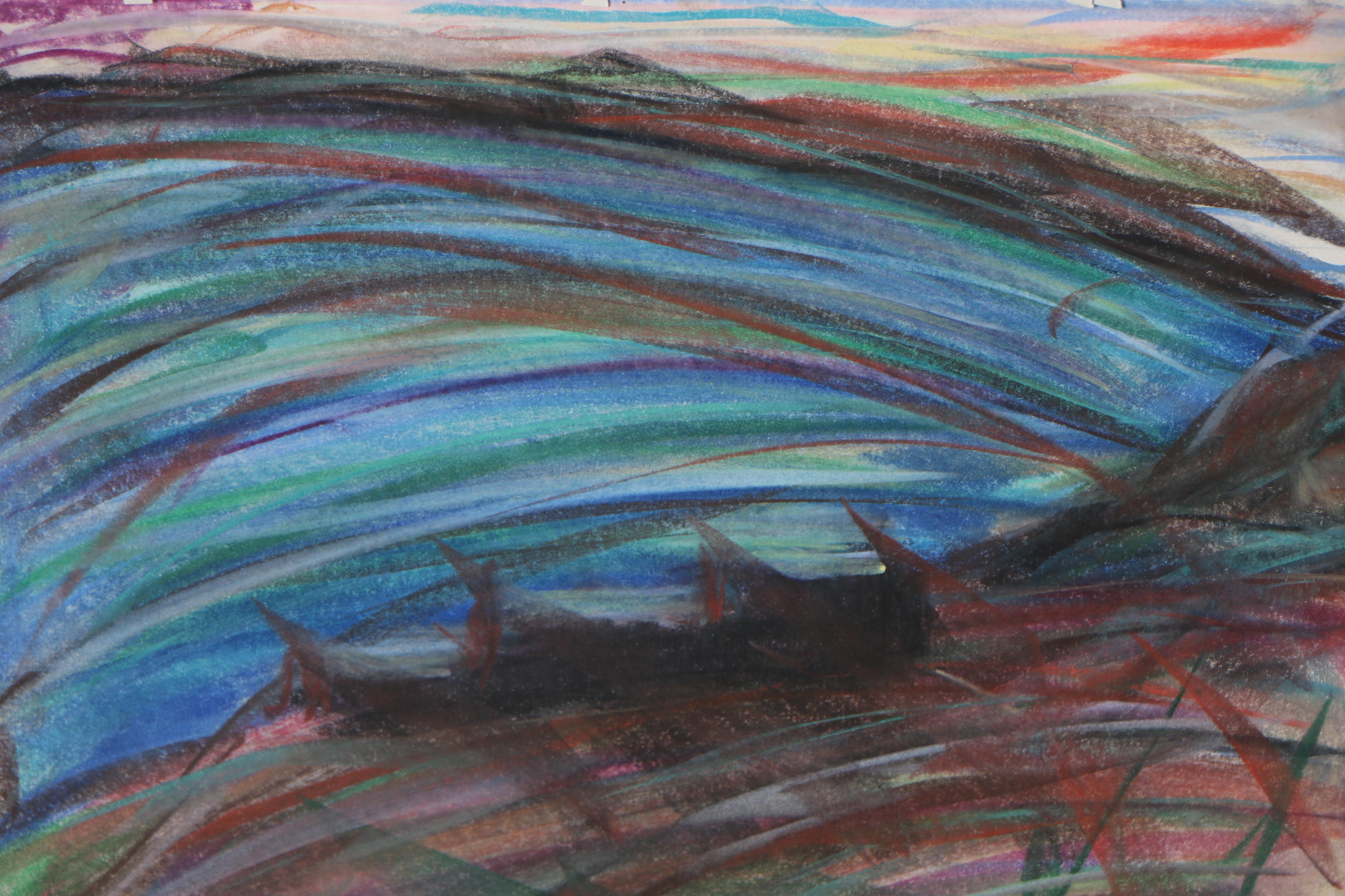 Late 20th Century Abstract Chalk Pastel Drawings