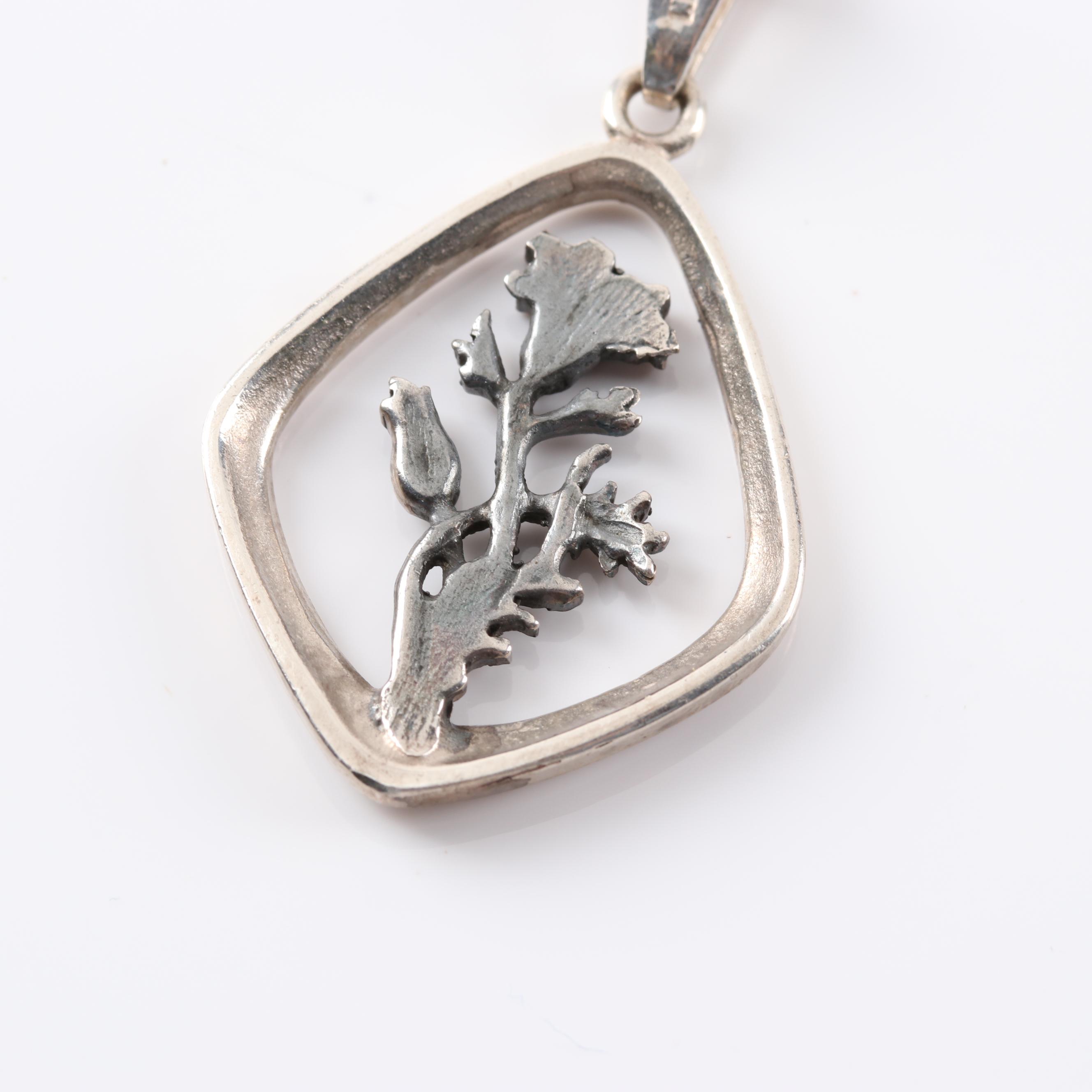 Sterling Silver Lucy Ann Elements Charm and Alton Flower Pendant Necklaces