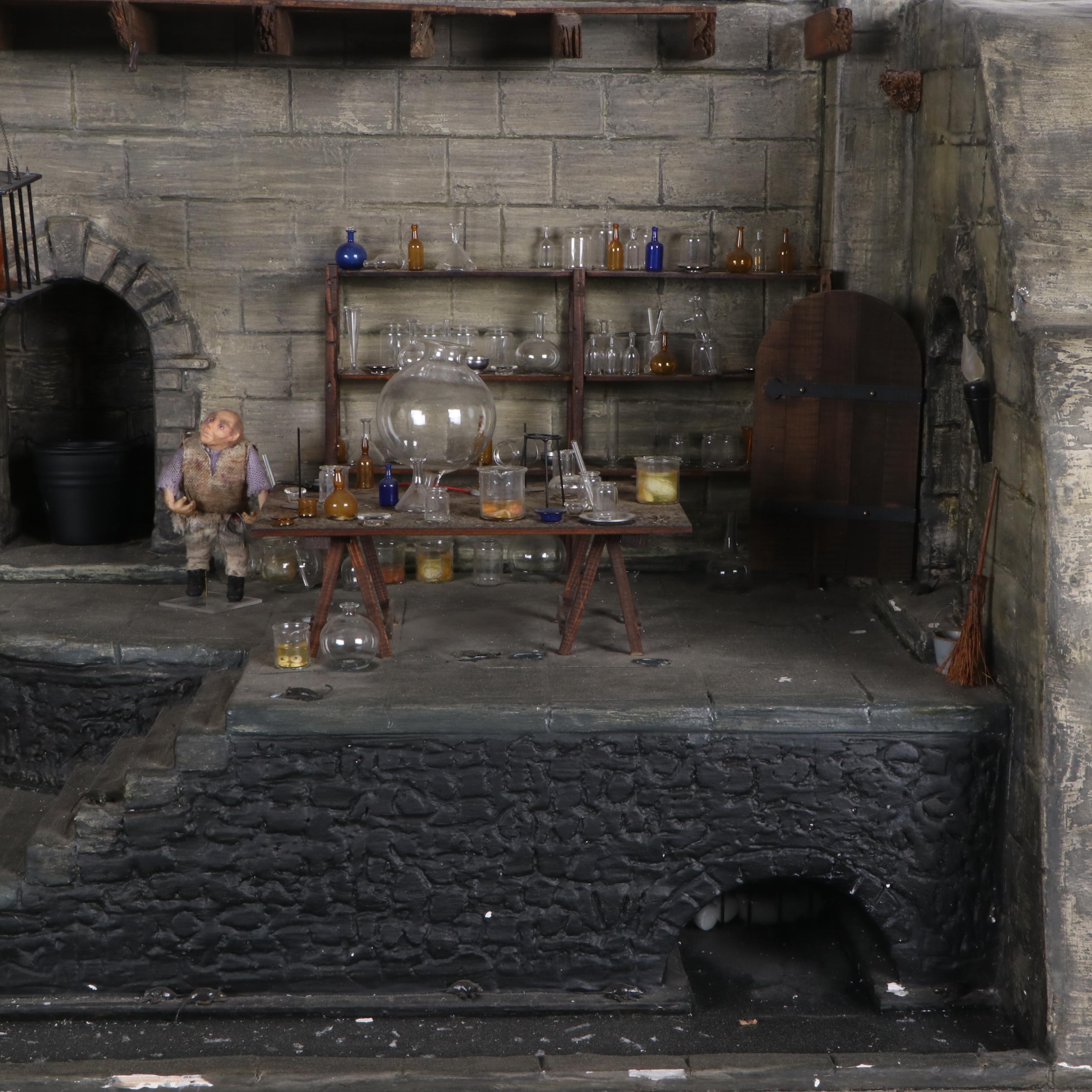 Frankenstein's Laboratory Electrified Dollhouse with Ray Storey Glass Miniatures