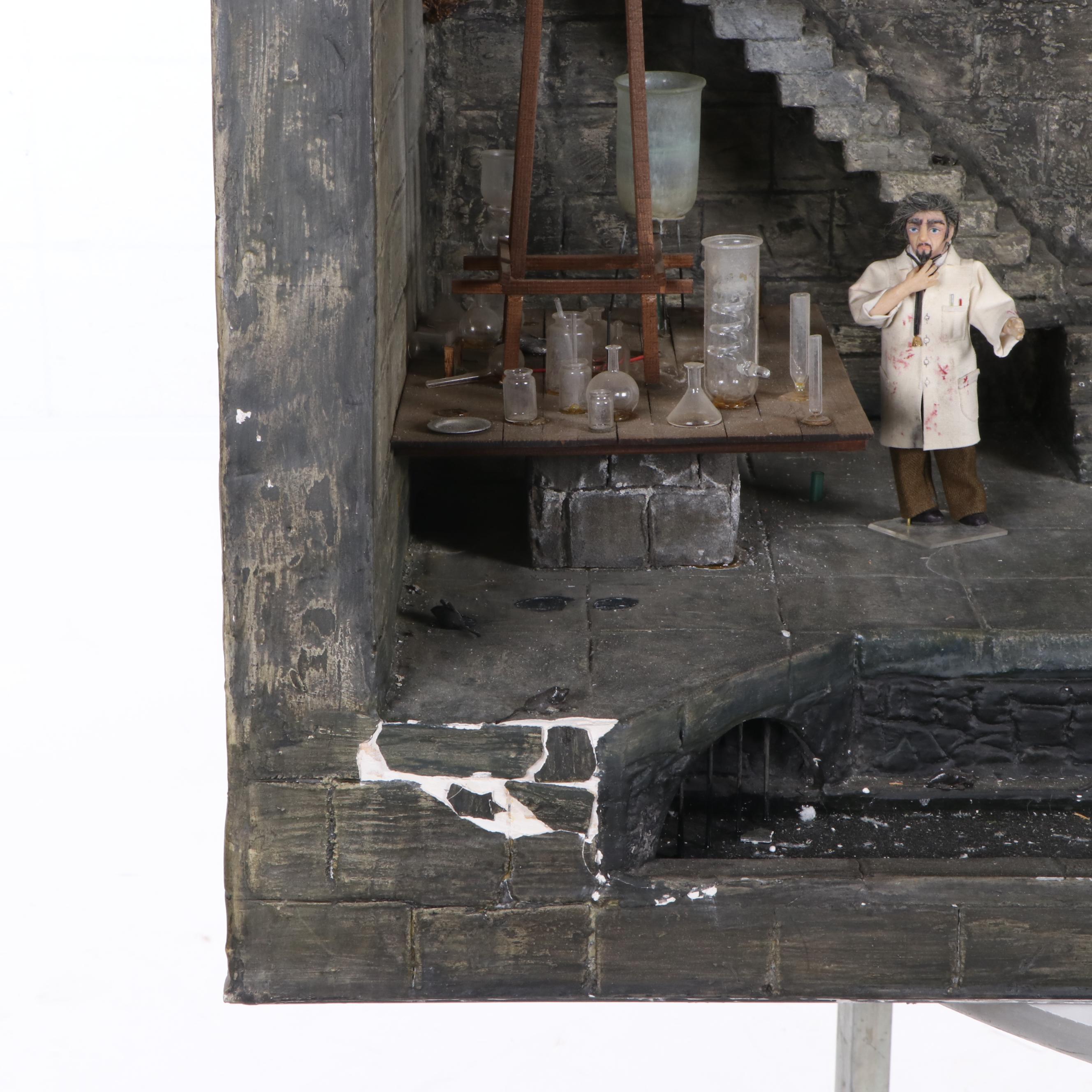 Frankenstein's Laboratory Electrified Dollhouse with Ray Storey Glass Miniatures