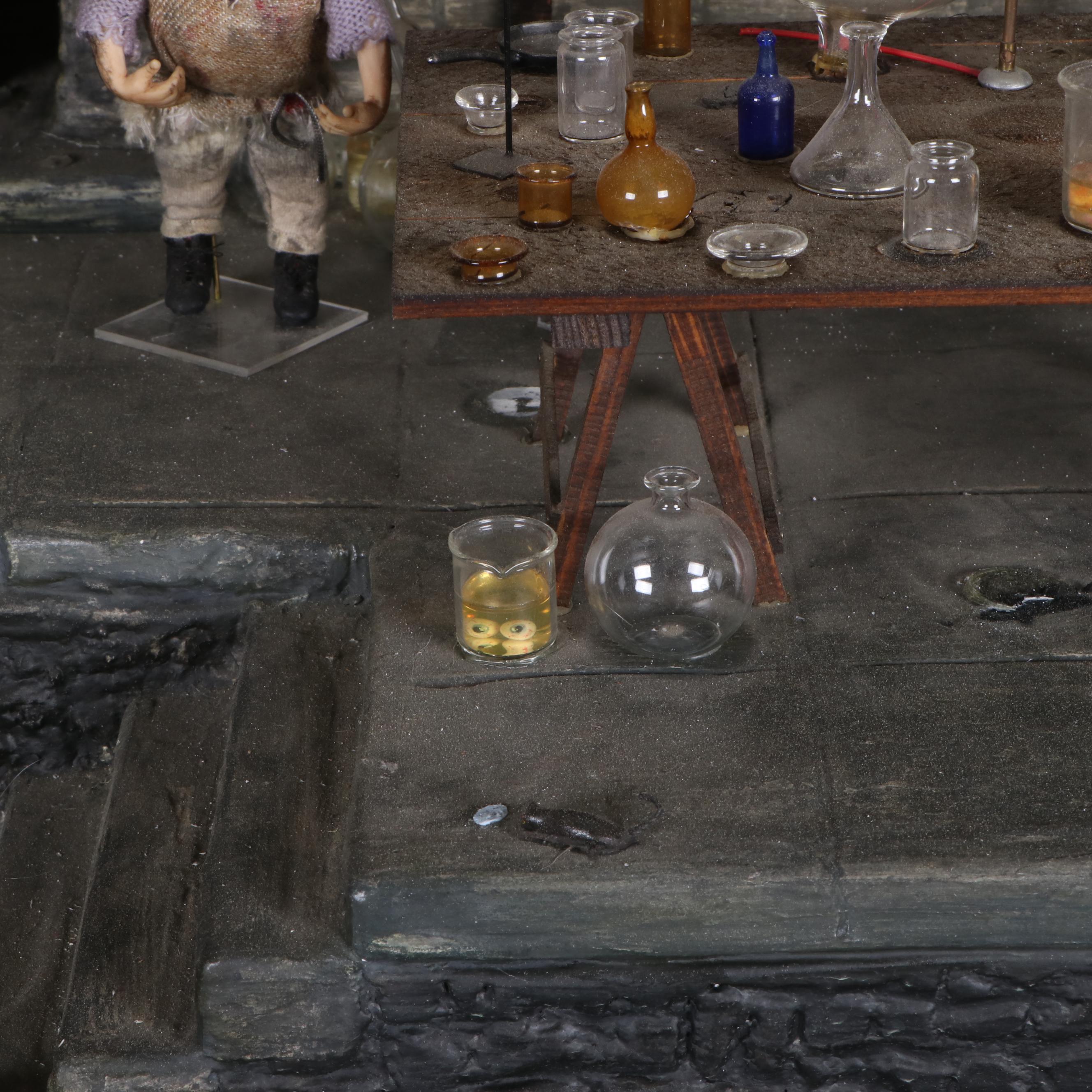 Frankenstein's Laboratory Electrified Dollhouse with Ray Storey Glass Miniatures