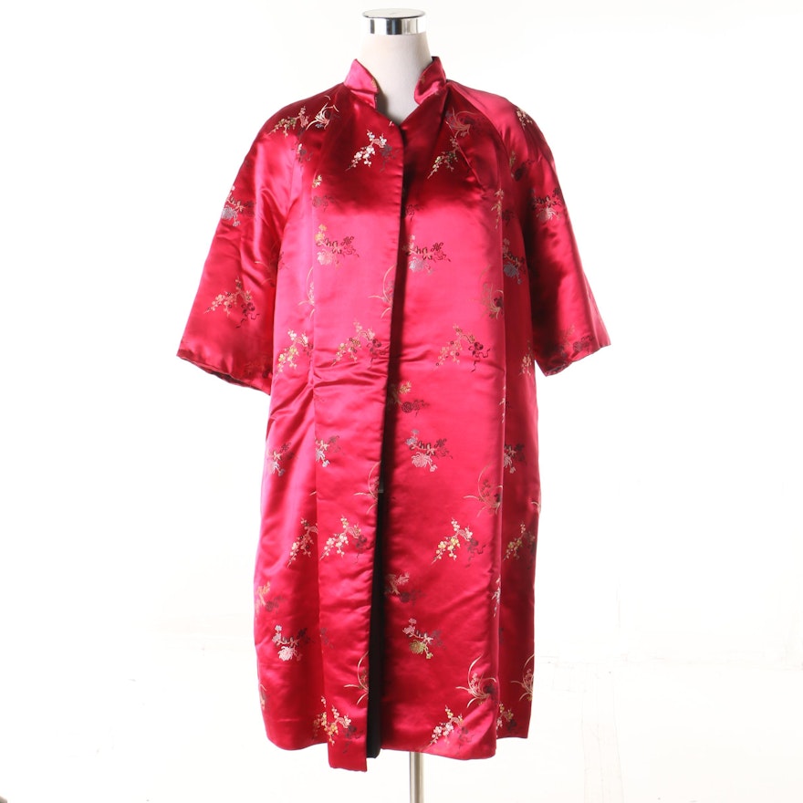 Floral Brocade Chinoiserie Open Front Coat