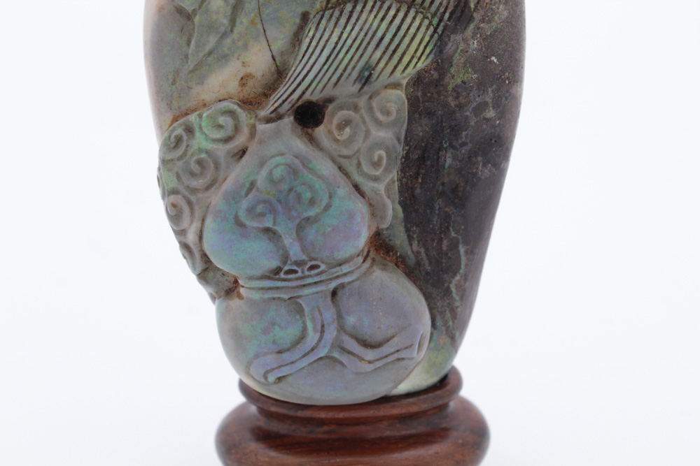 Chinese Carved Boulder Opal Snuff Bottle