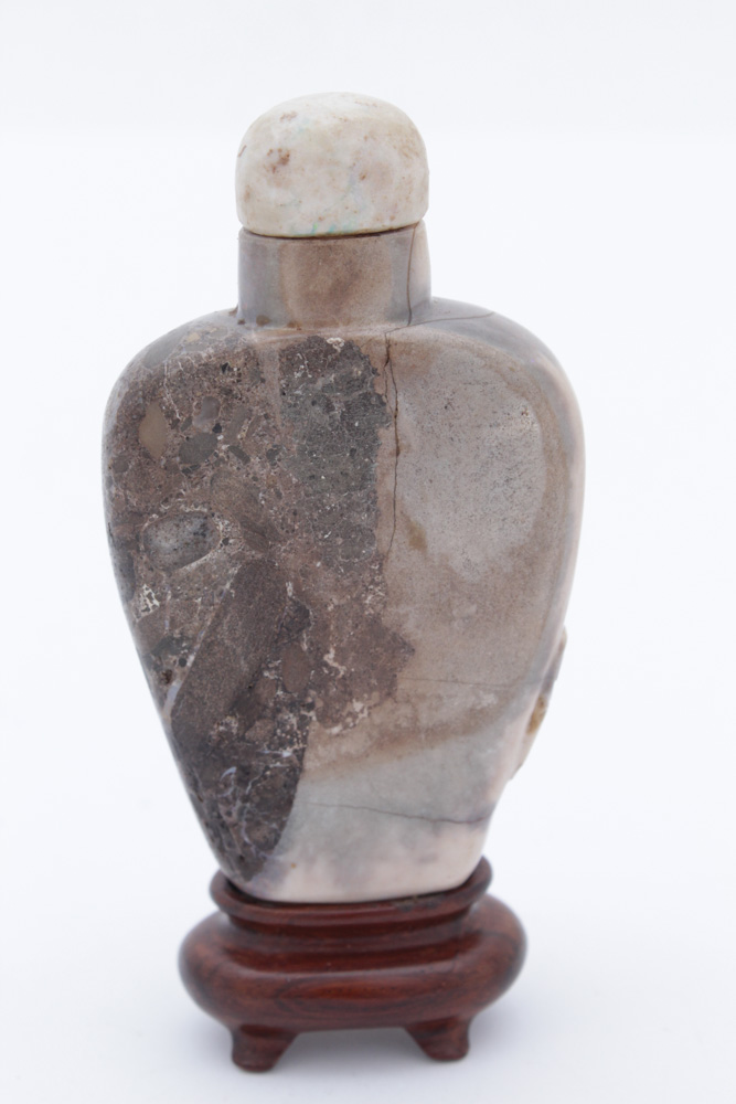 Chinese Carved Boulder Opal Snuff Bottle