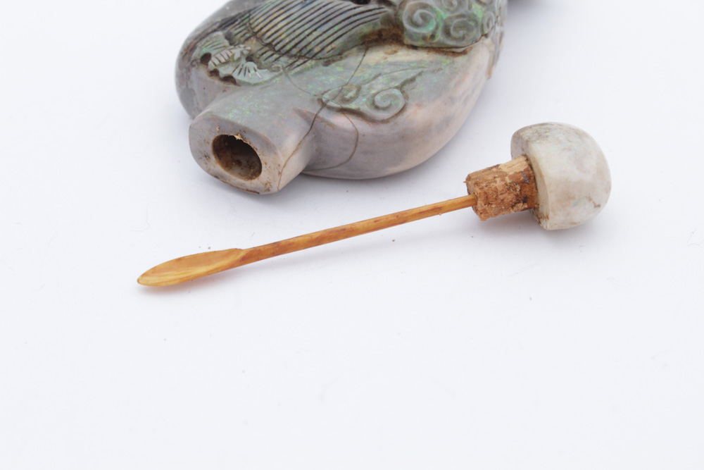 Chinese Carved Boulder Opal Snuff Bottle