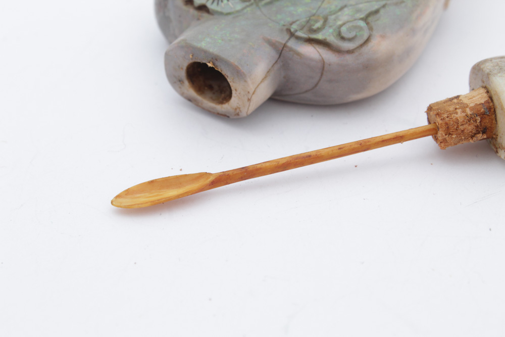 Chinese Carved Boulder Opal Snuff Bottle