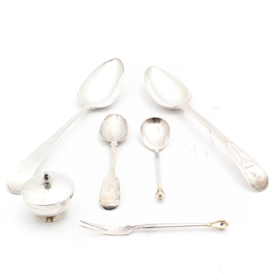 Sterling Silver Flatware and Salt Cellar