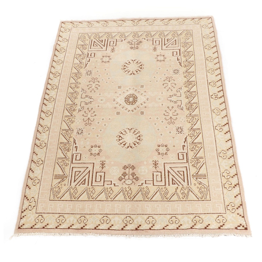 Hand-Knotted Romanian Khotan Wool Rug