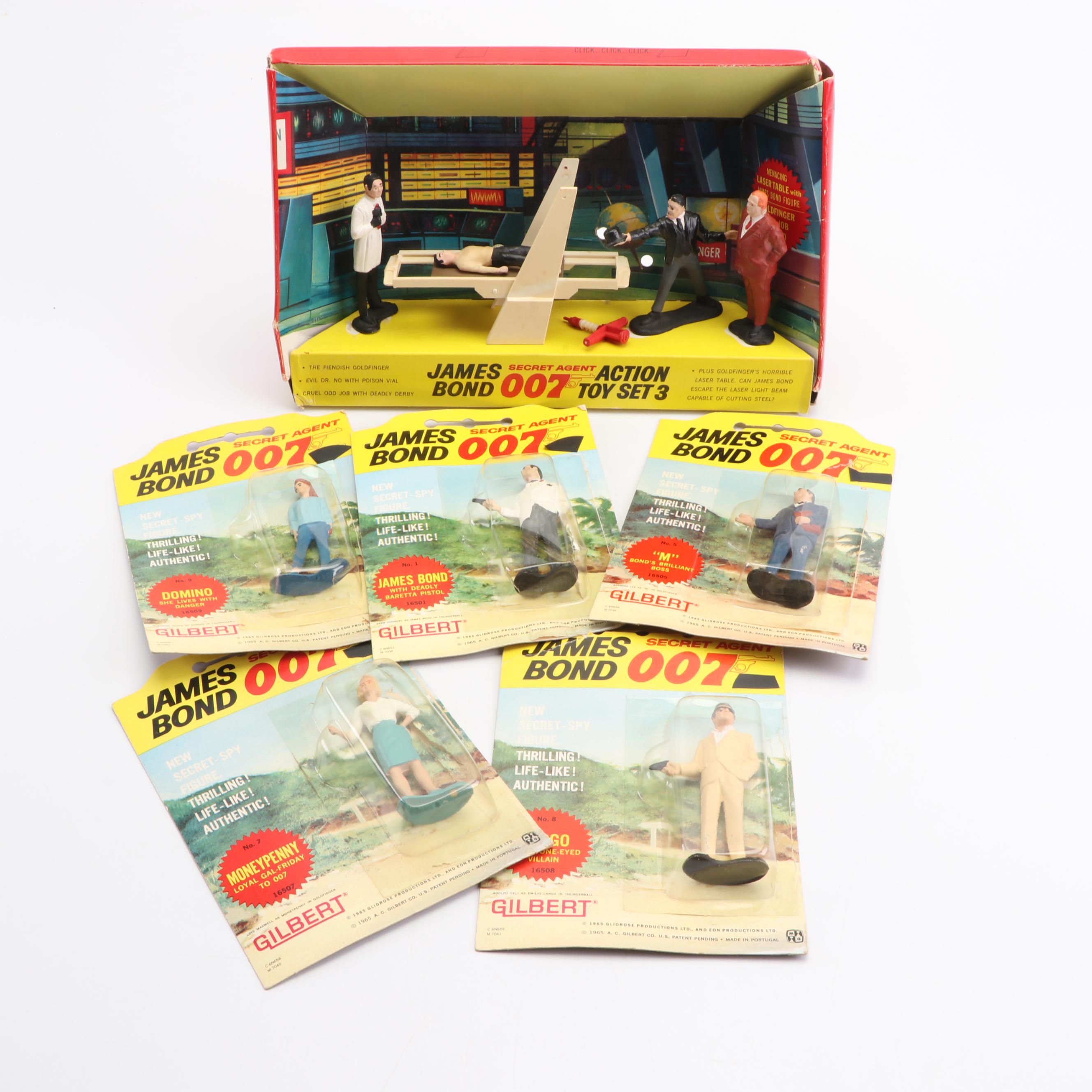 James Bond "Secret Agent 007" and "Action Toy Set 3" Action Figures by Gilbert