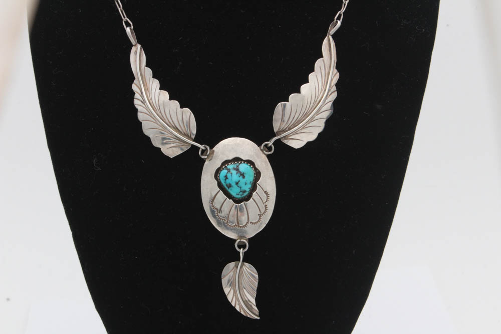 Sterling Silver Turquoise Southwest Style Necklace