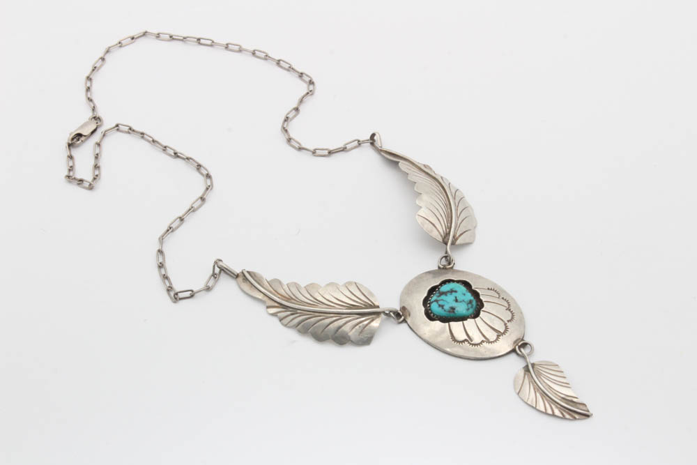 Sterling Silver Turquoise Southwest Style Necklace