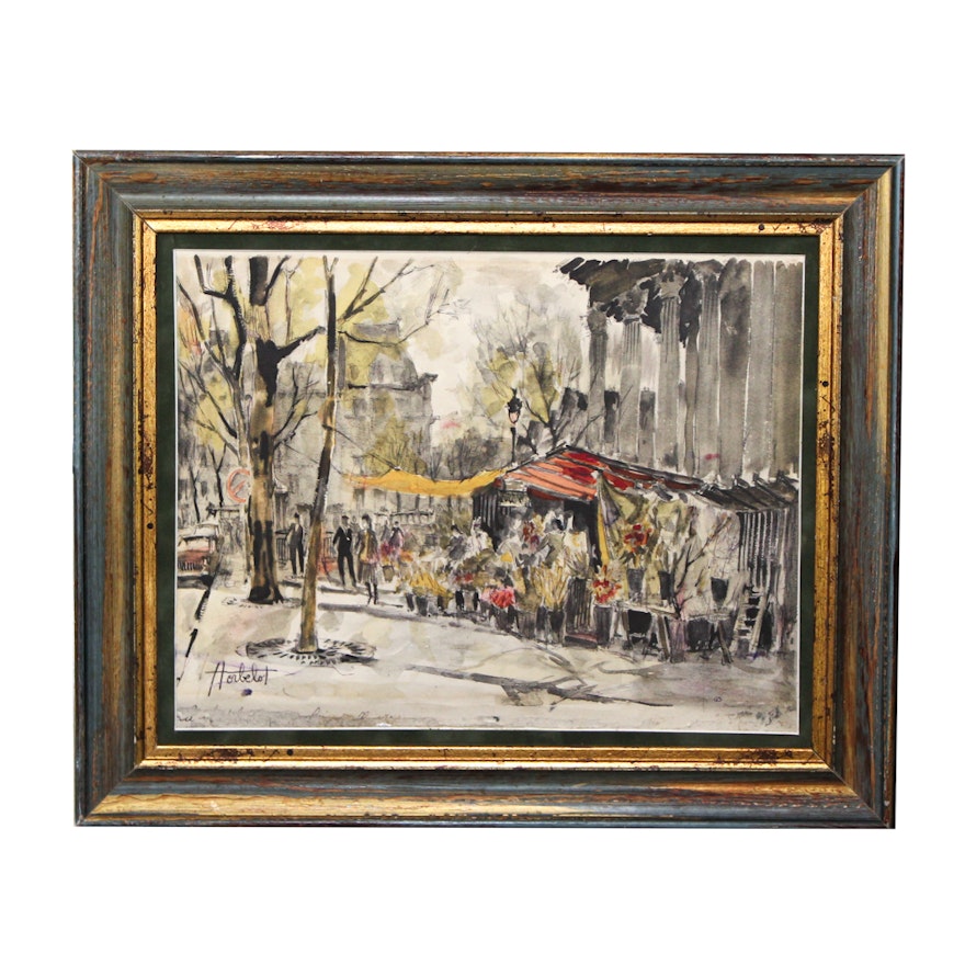 Lithograph After Franz Herbelot "Paris Study"