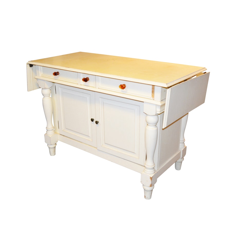 French Provincial Style White Kitchen Island by Frontgate