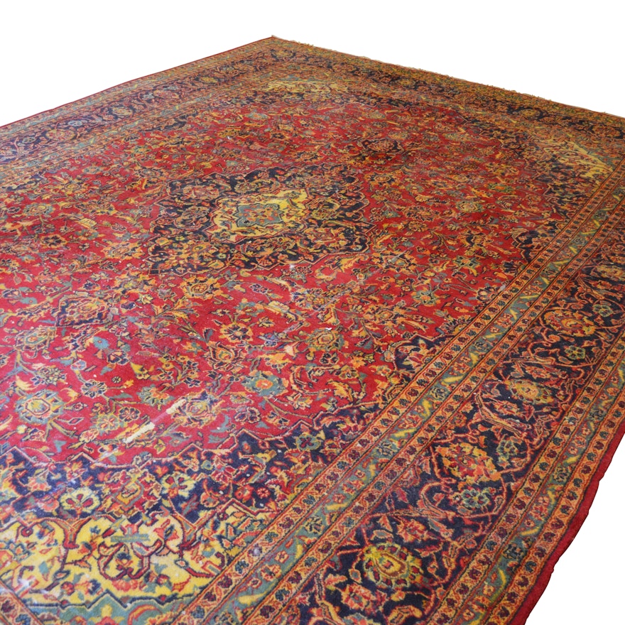 Hand-Knotted Indo-Persian Wool Area Rug