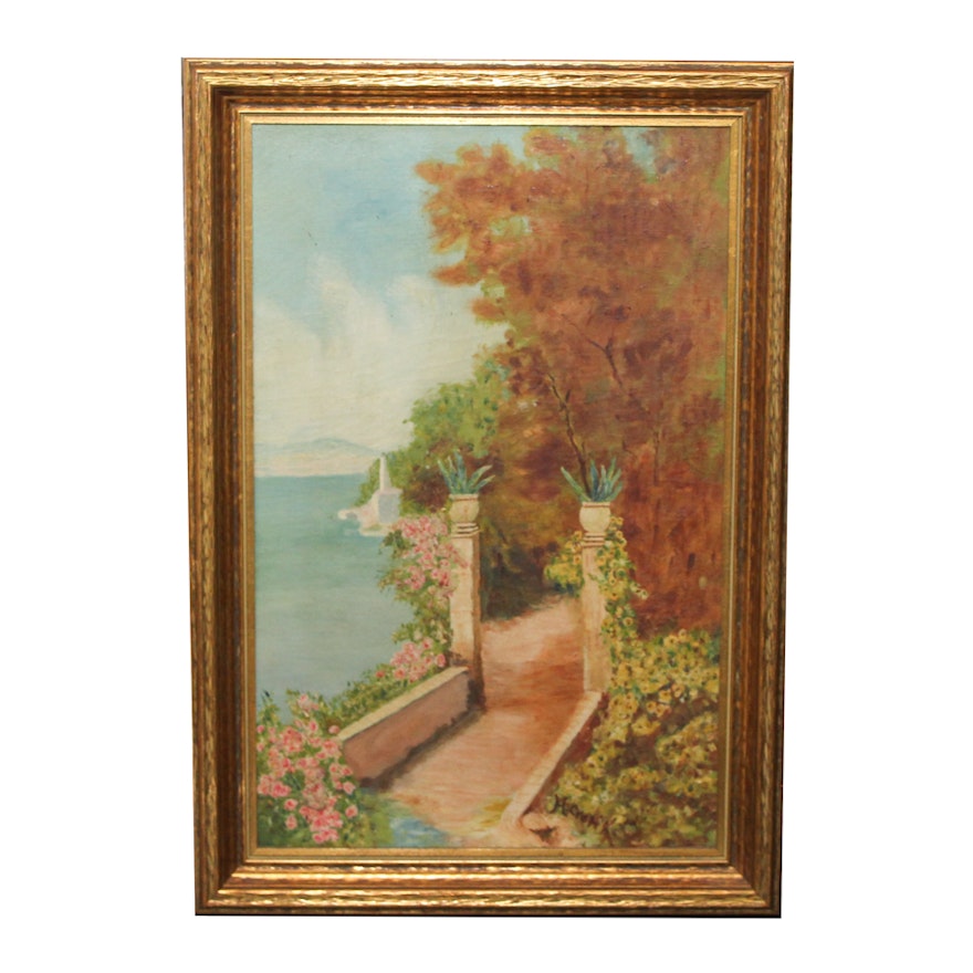 Neil Cronk Oil Painting of Garden Scene