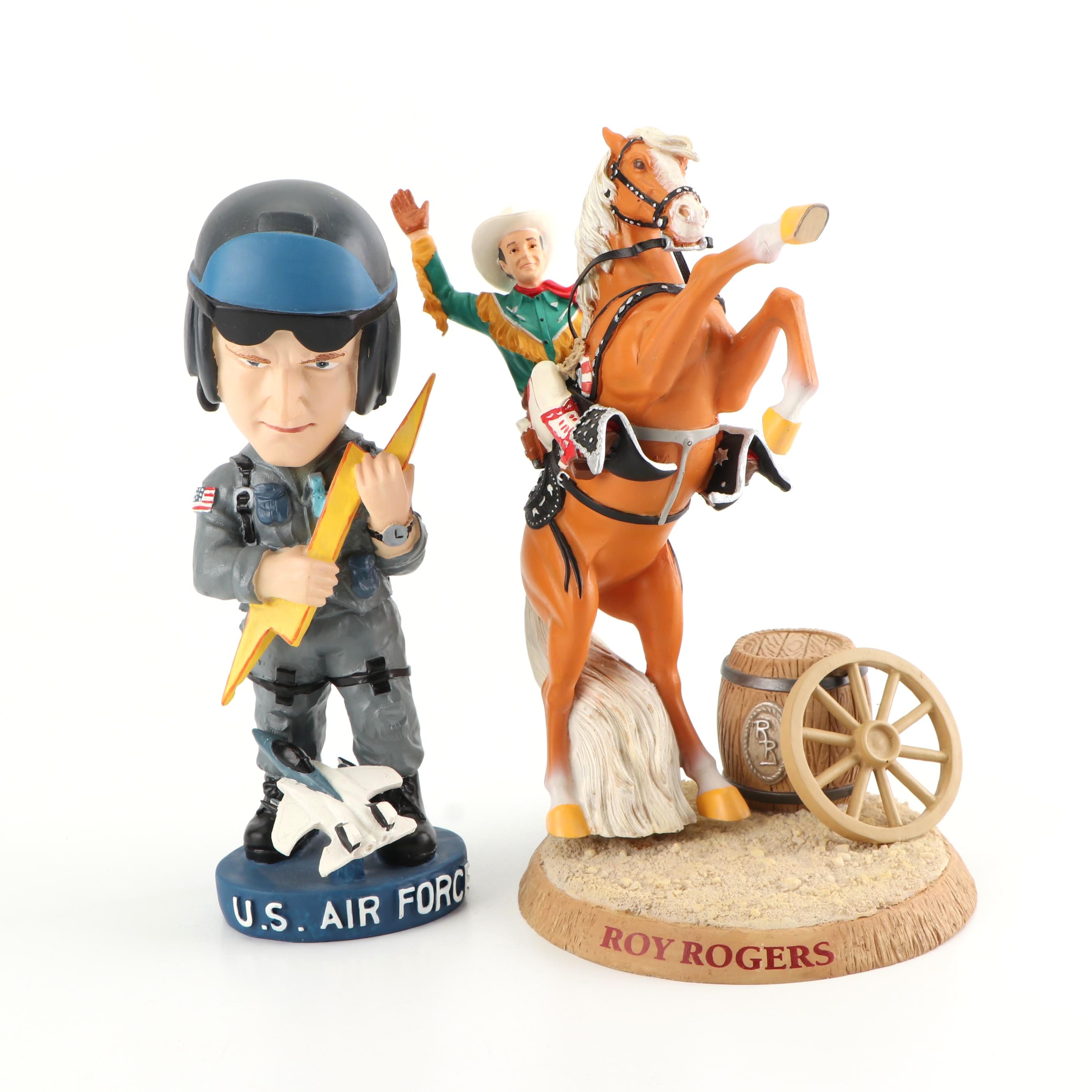 Roy Rogers and Trigger Figurine and a U.S. Air Force Bobblehead