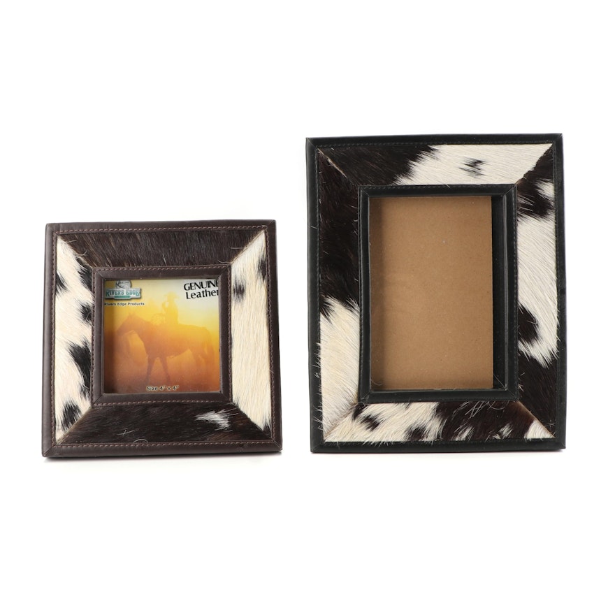 Leather and Cowhide Table Top Picture Frames