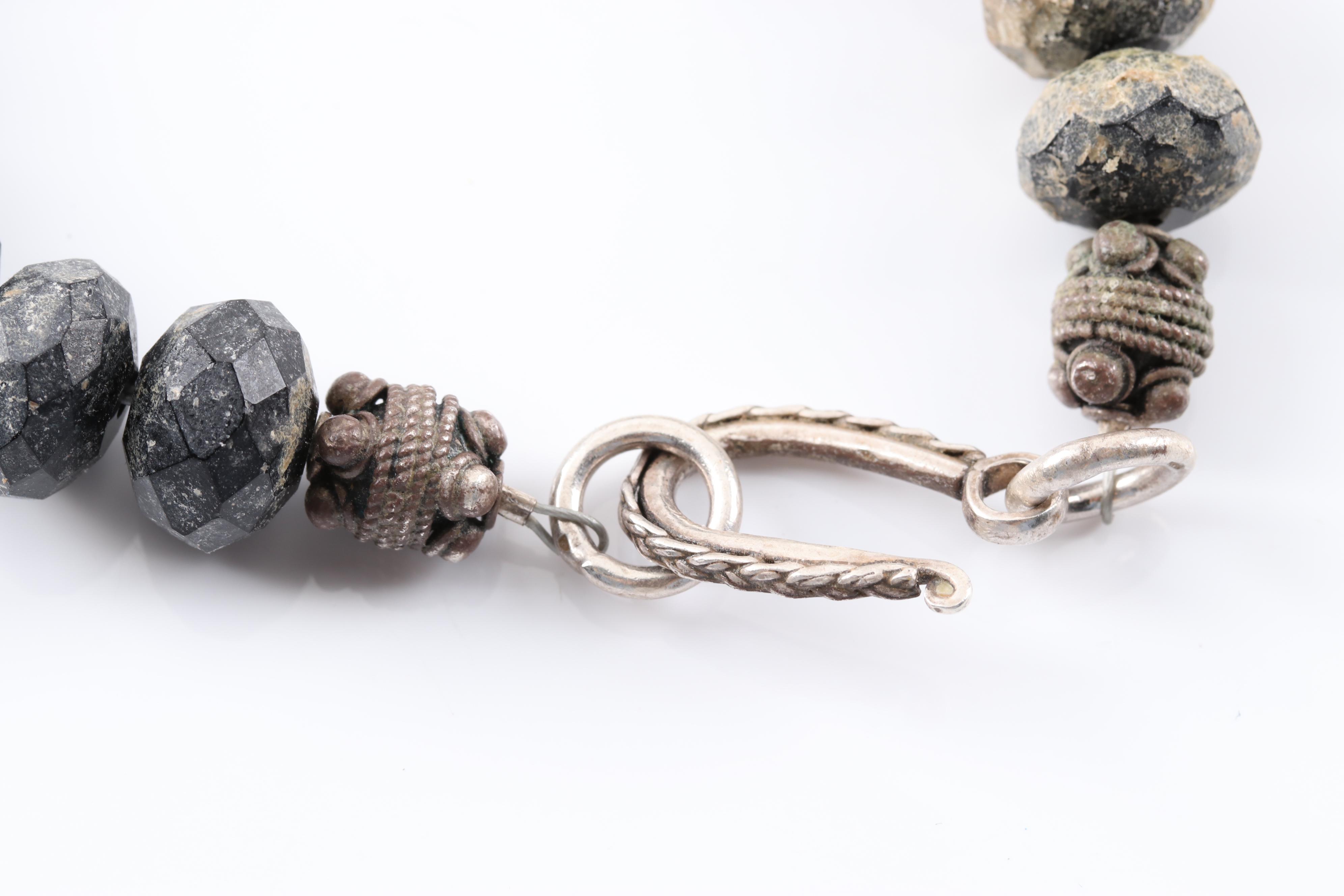 Sterling Silver Black Onyx Bead Necklace