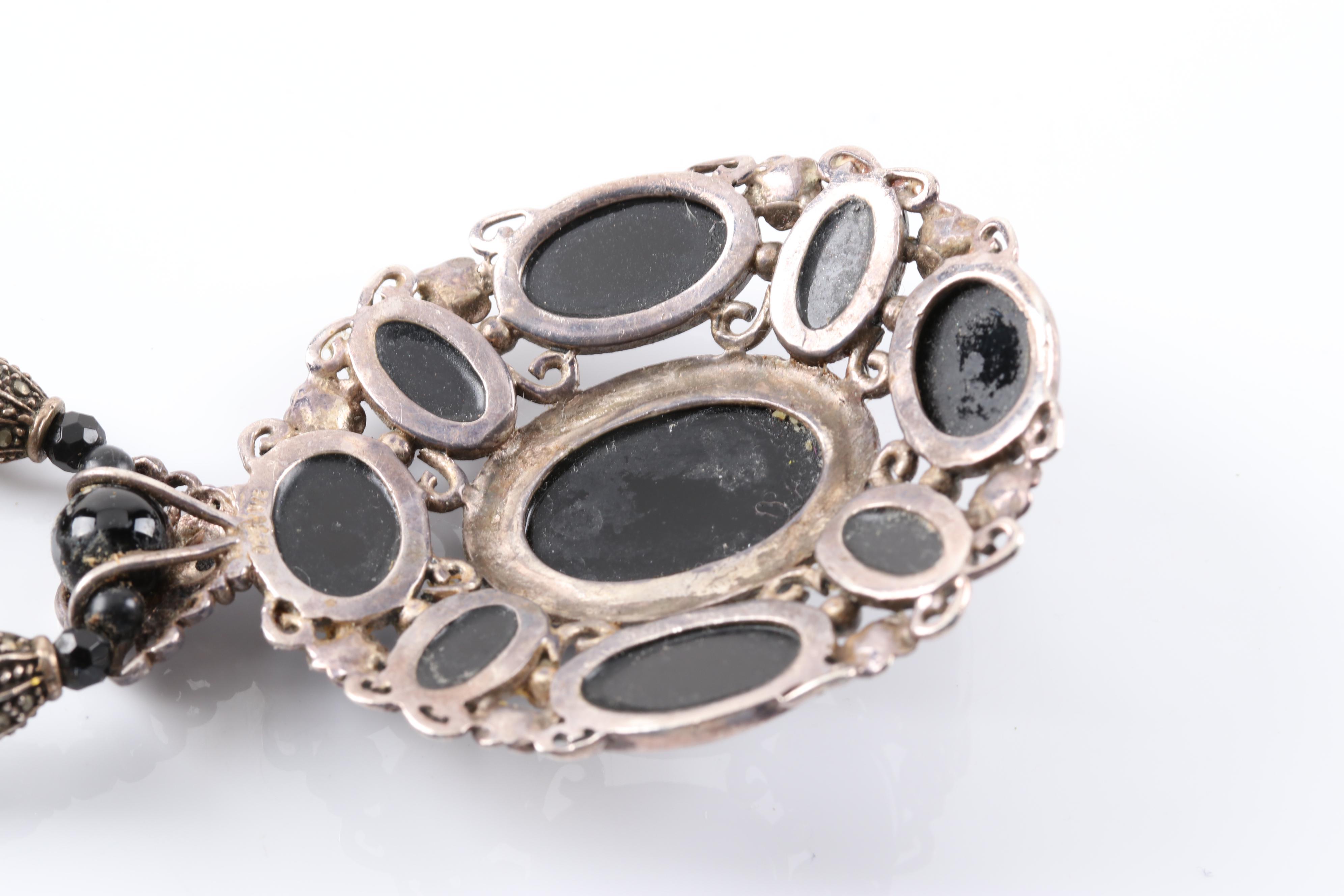 Sterling Silver Black Onyx Bead Necklace