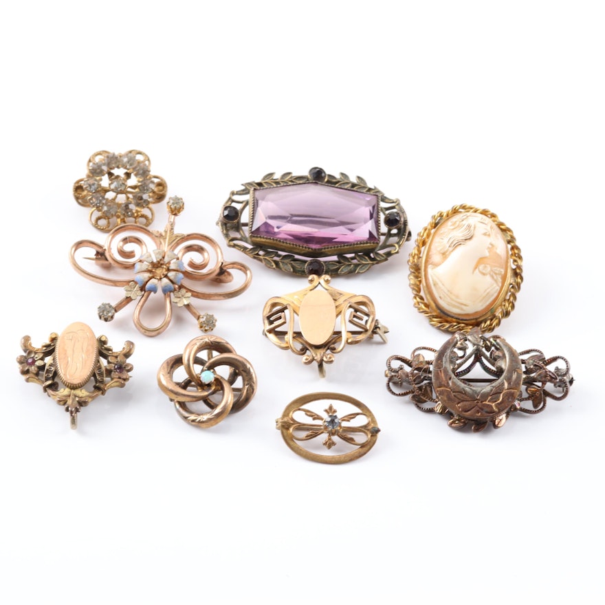 Vintage Silver Plated Brooches