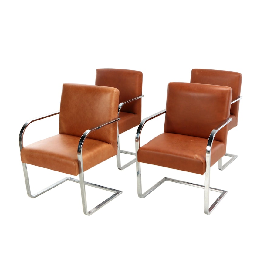 Set of Williams-Sonoma Leather Cantilever Armchairs