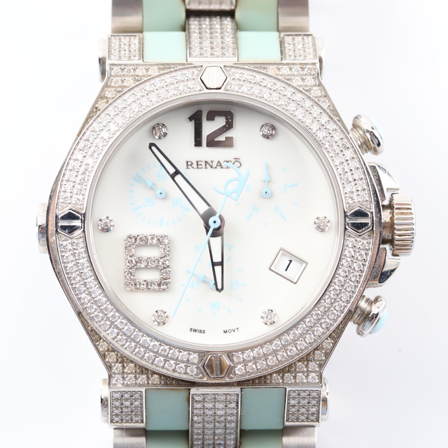 Renato Stainless Steel 1.17 CTW Diamond Wristwatch