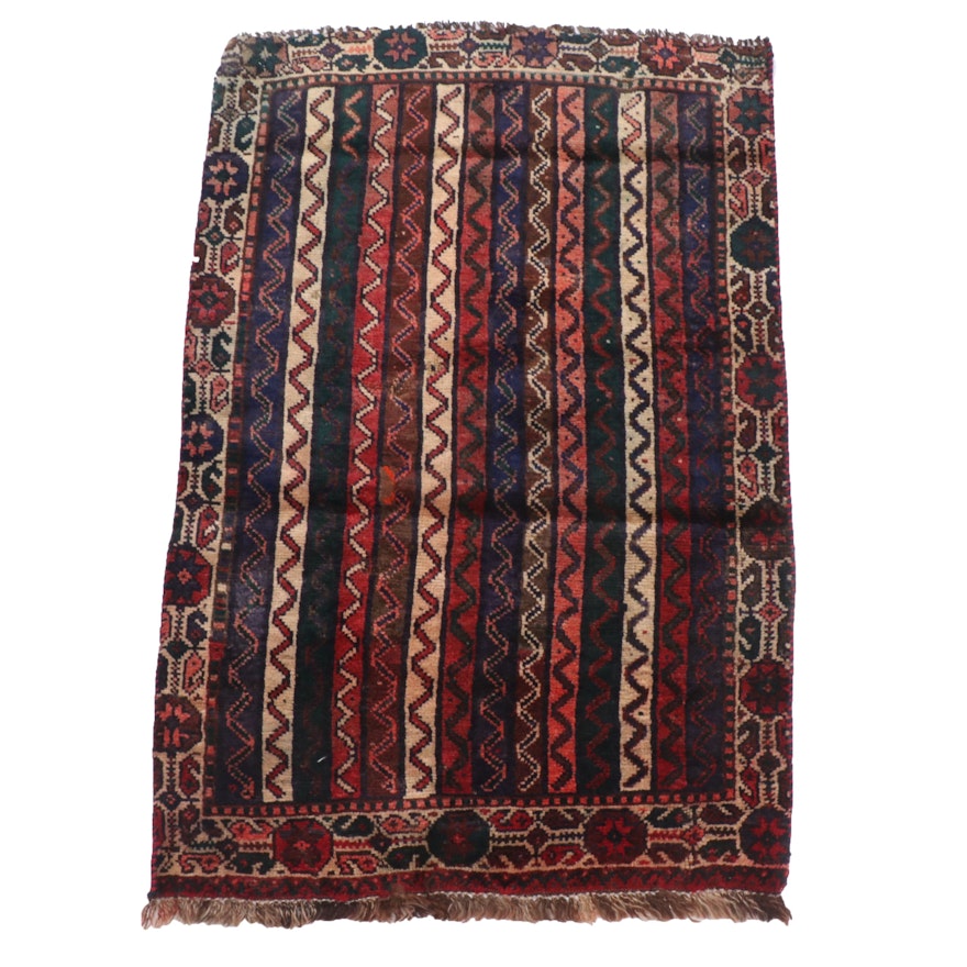 Hand-Knotted Persian Gabbeh Wool Accent Rug