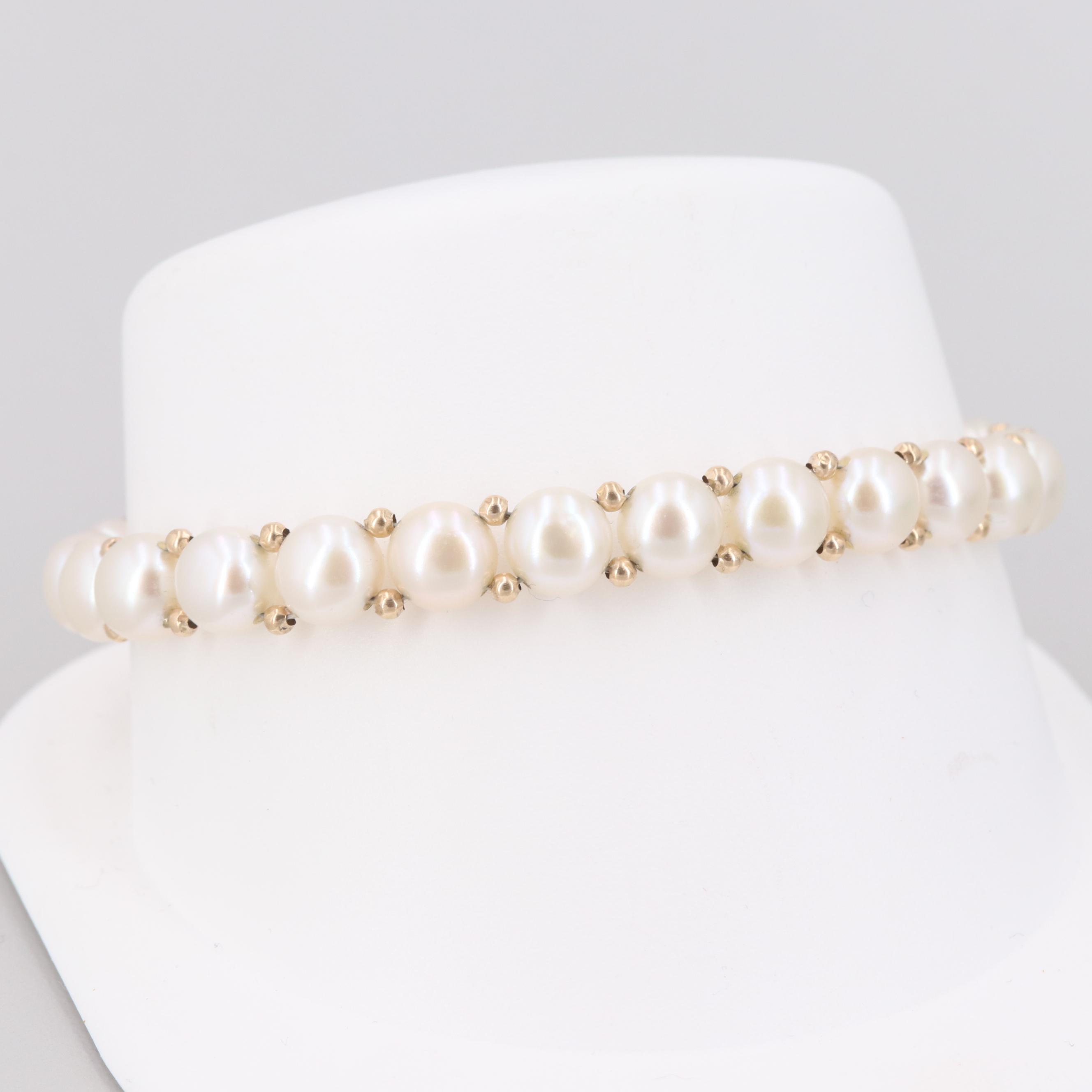 14K Yellow Cultured Pearl Bracelet