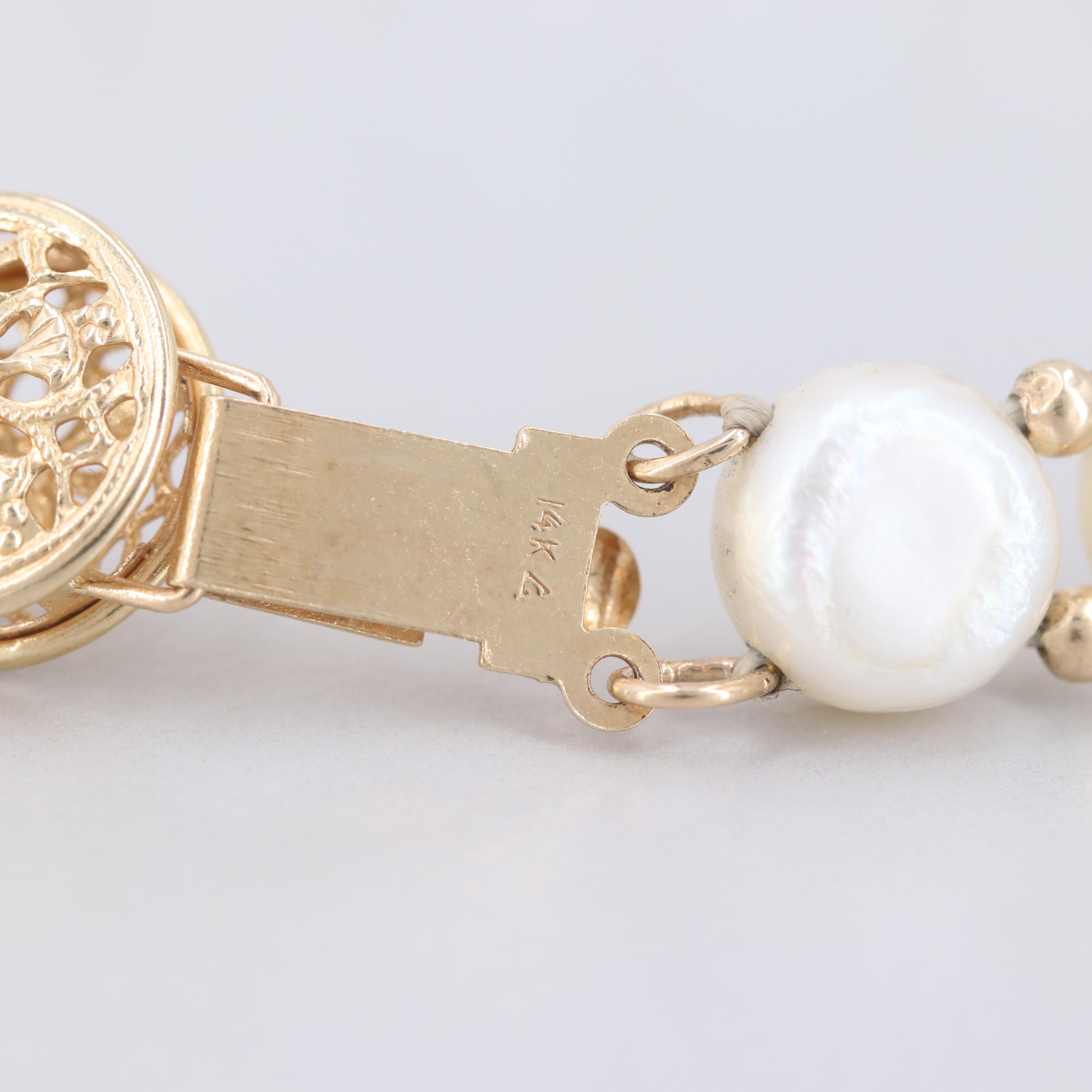 14K Yellow Cultured Pearl Bracelet