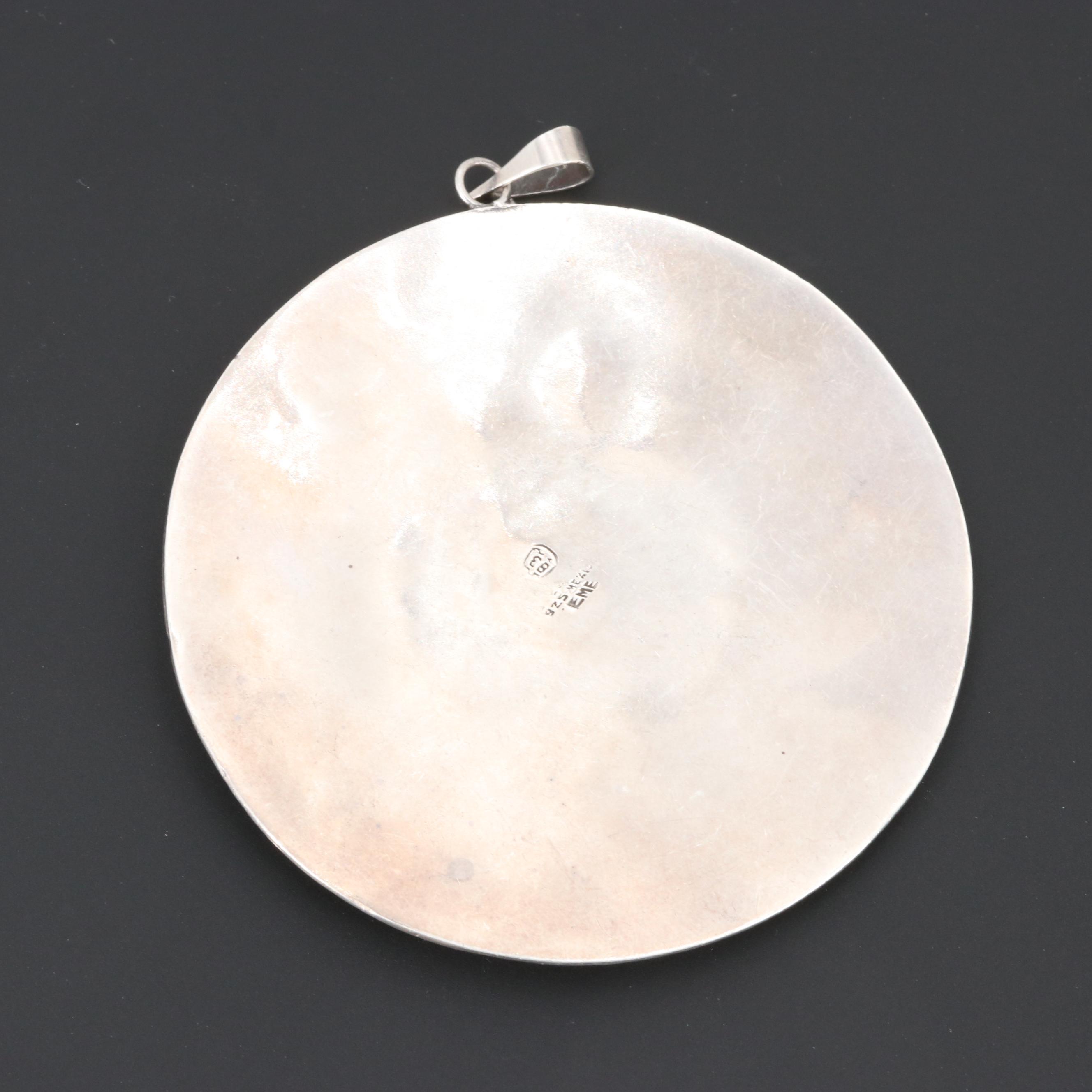 Sterling Silver Aztec Calendar Pendant