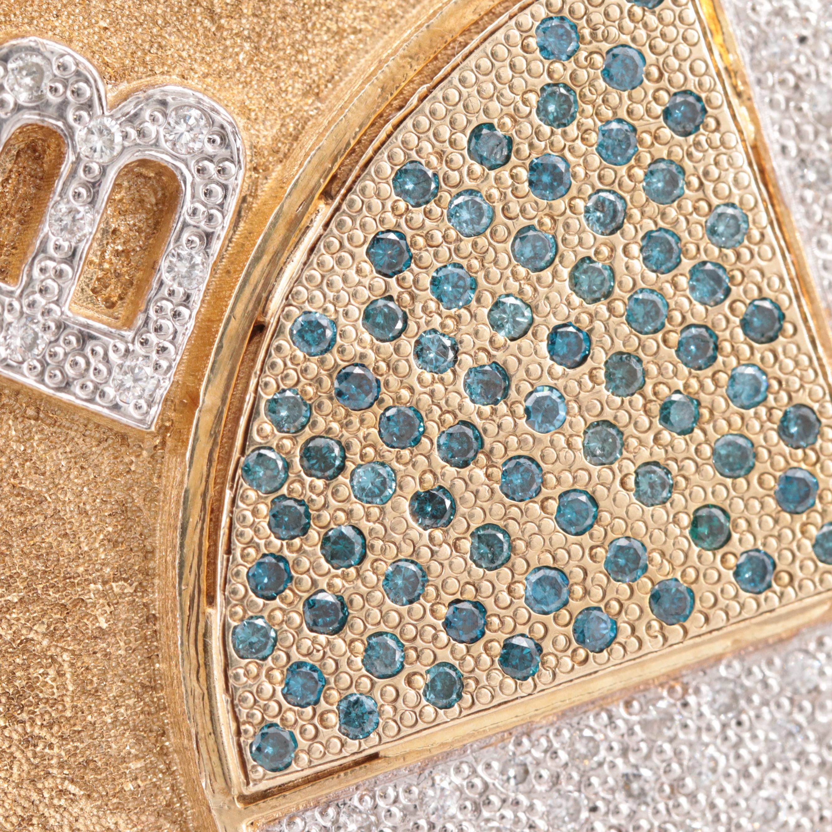 10K Yellow Gold 6.89 CTW Diamond BMW Logo Pendant