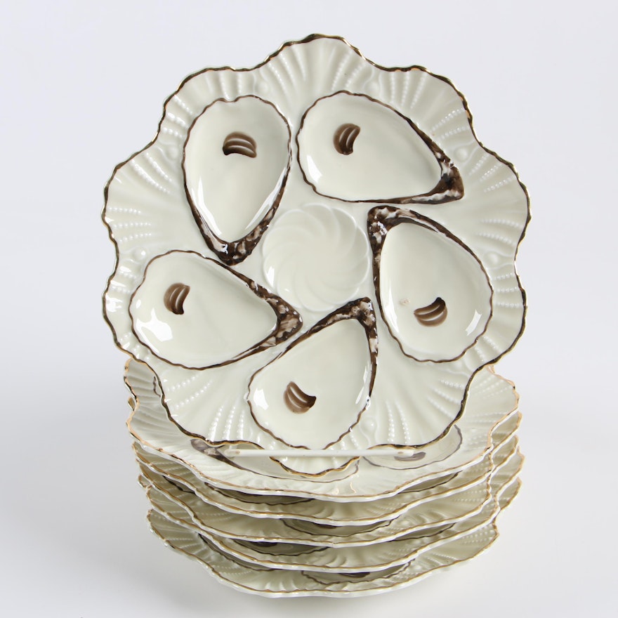 Weimar Republic Porcelain Oyster Plates, 1918-1933