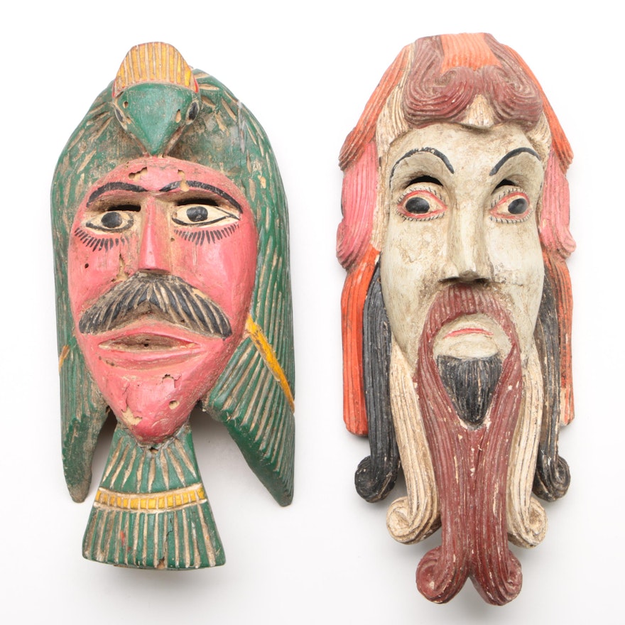 Hand-Painted Papier-Mâché Mask Wall Decor