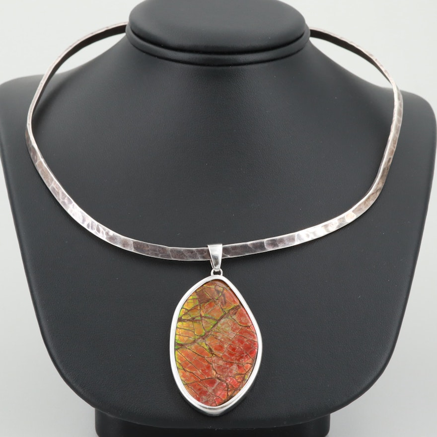 Sterling Silver Ammolite Necklace
