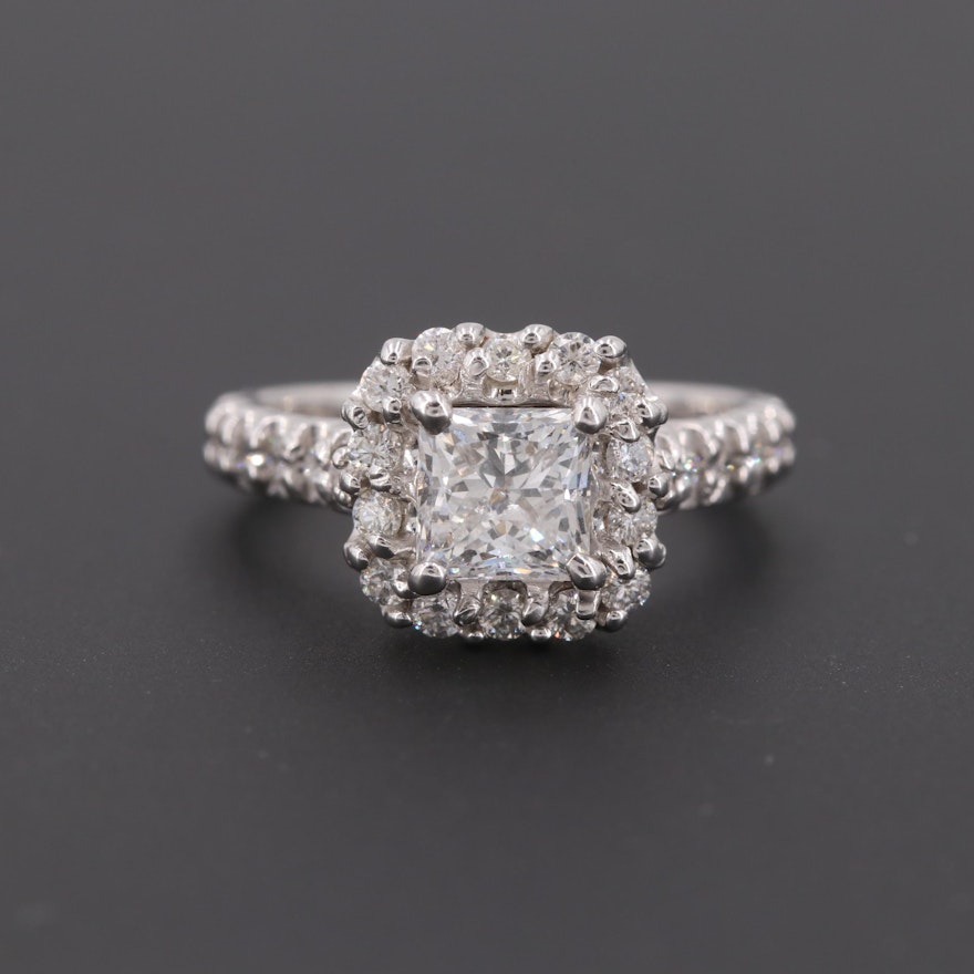 14K White Gold 1.74 CTW Diamond Ring