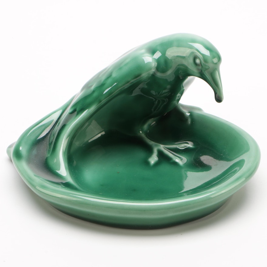 Rookwood Pottery "Rook" Glazed Green Tray, 1949