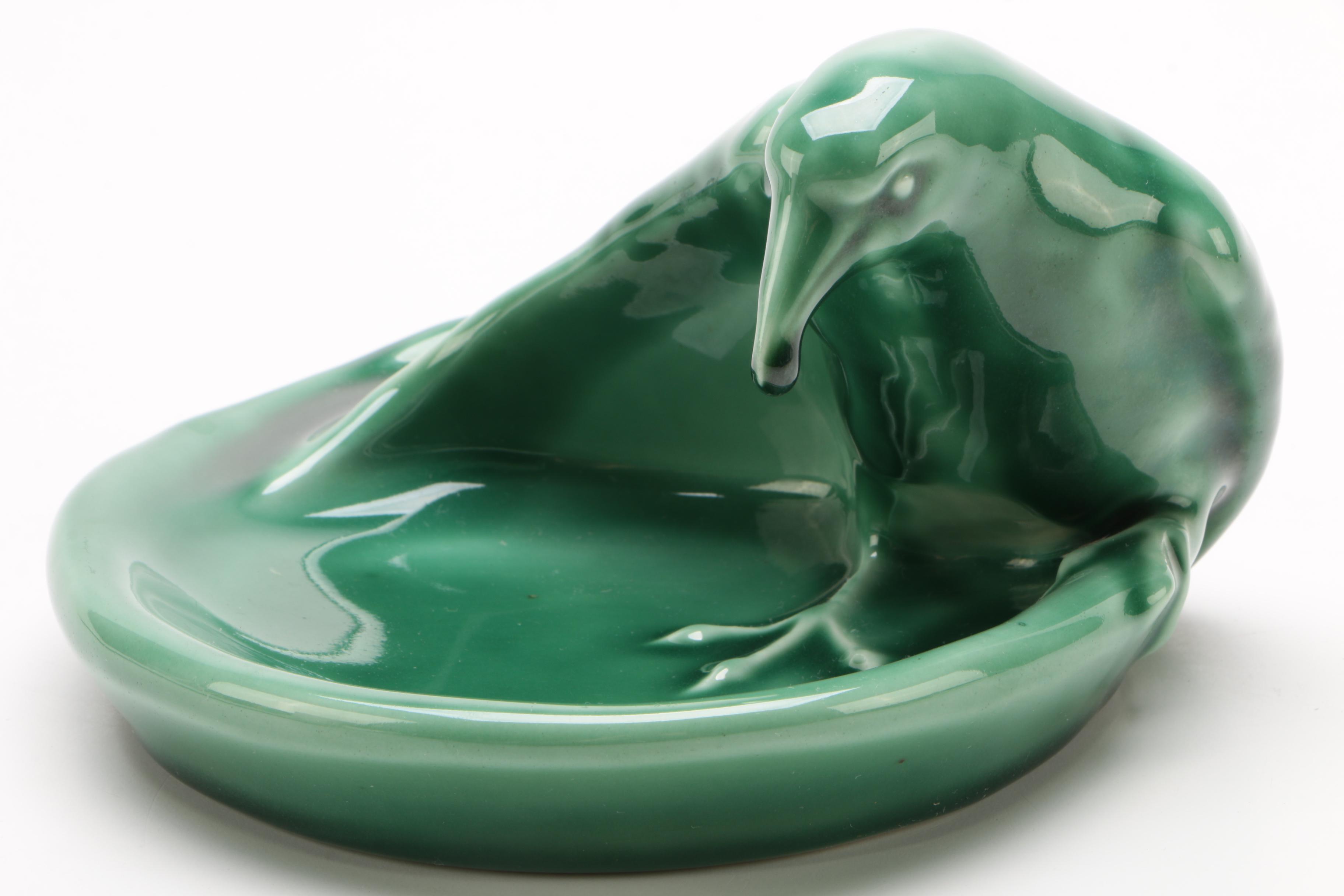 Rookwood Pottery "Rook" Glazed Green Tray, 1949