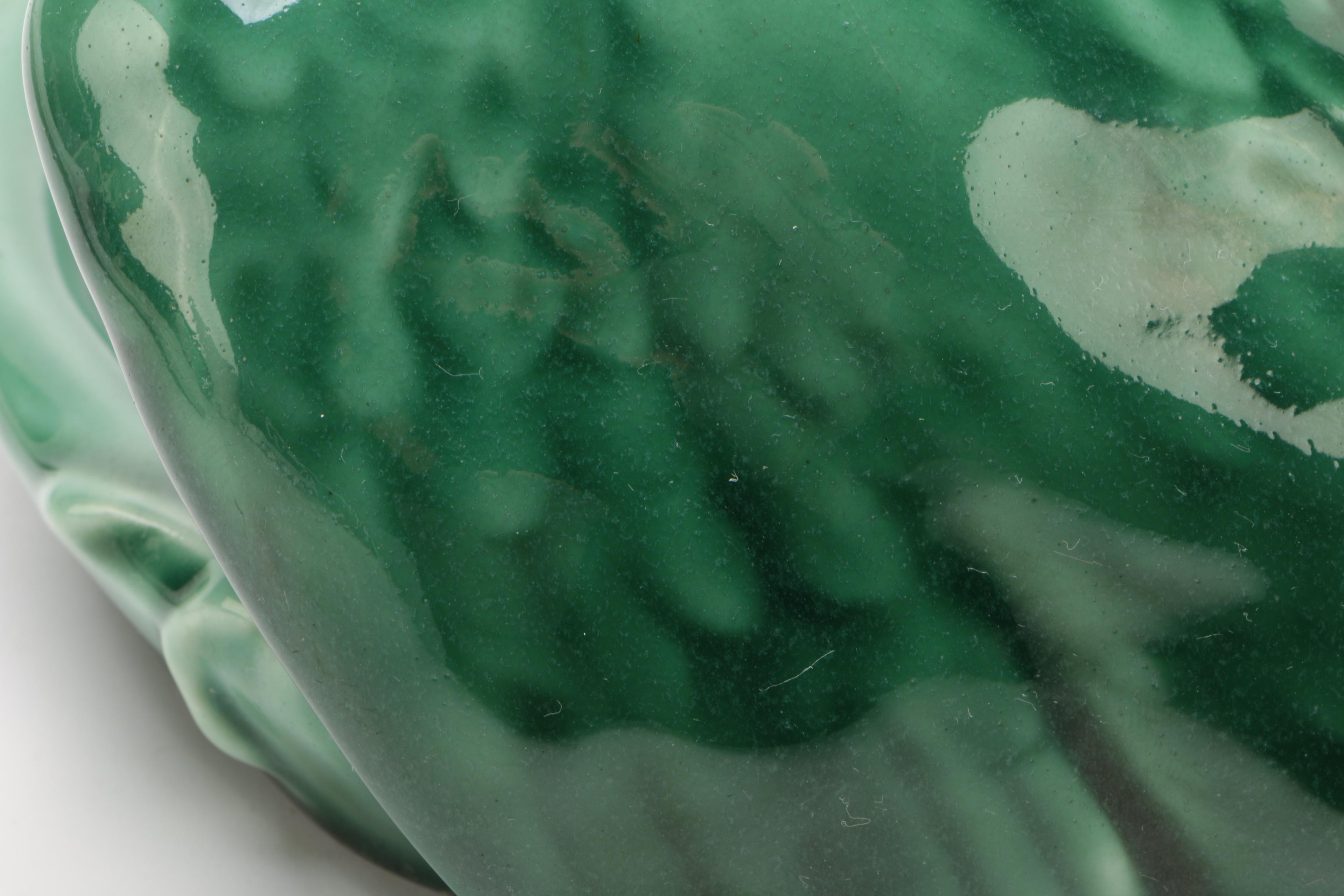 Rookwood Pottery "Rook" Glazed Green Tray, 1949