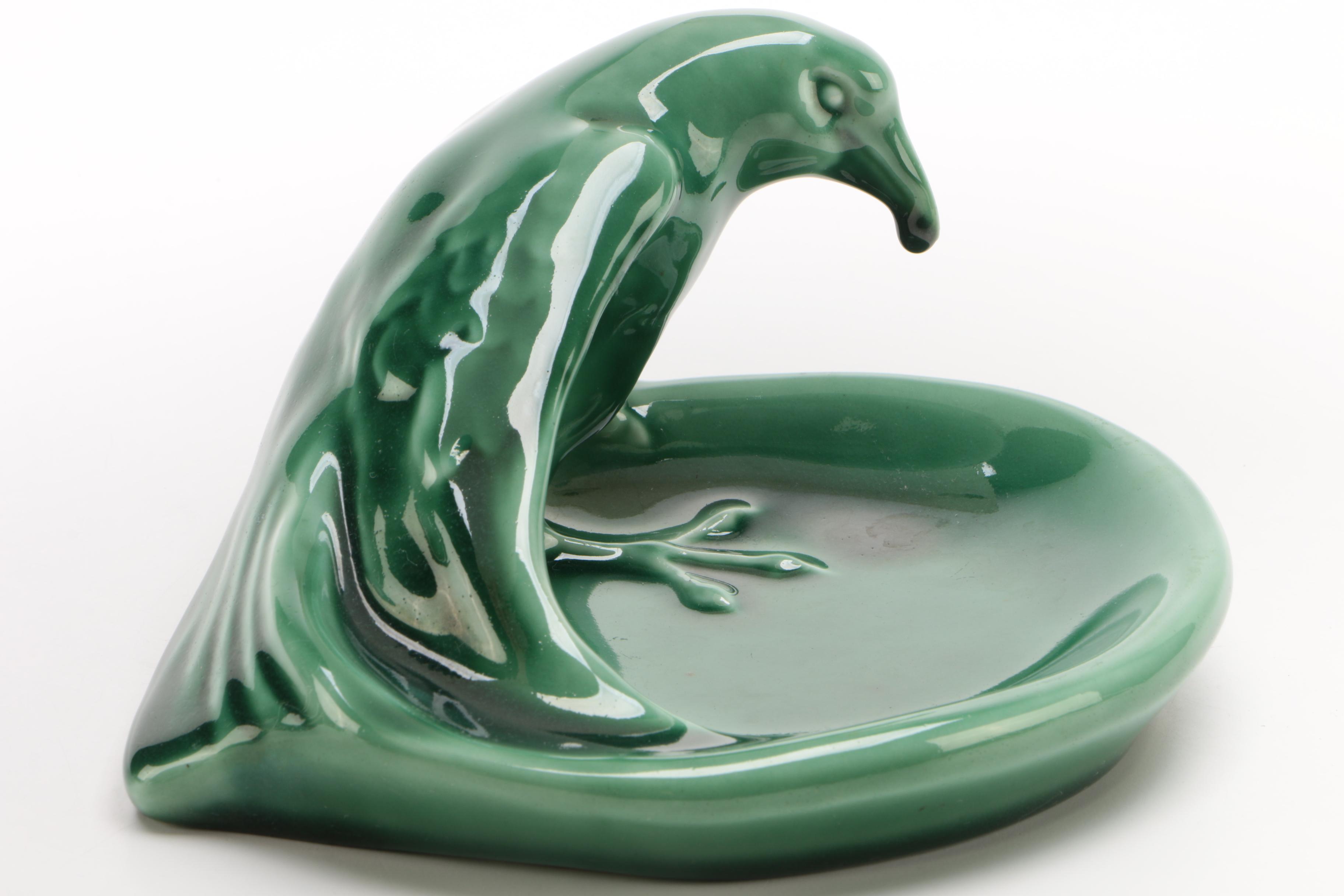 Rookwood Pottery "Rook" Glazed Green Tray, 1949