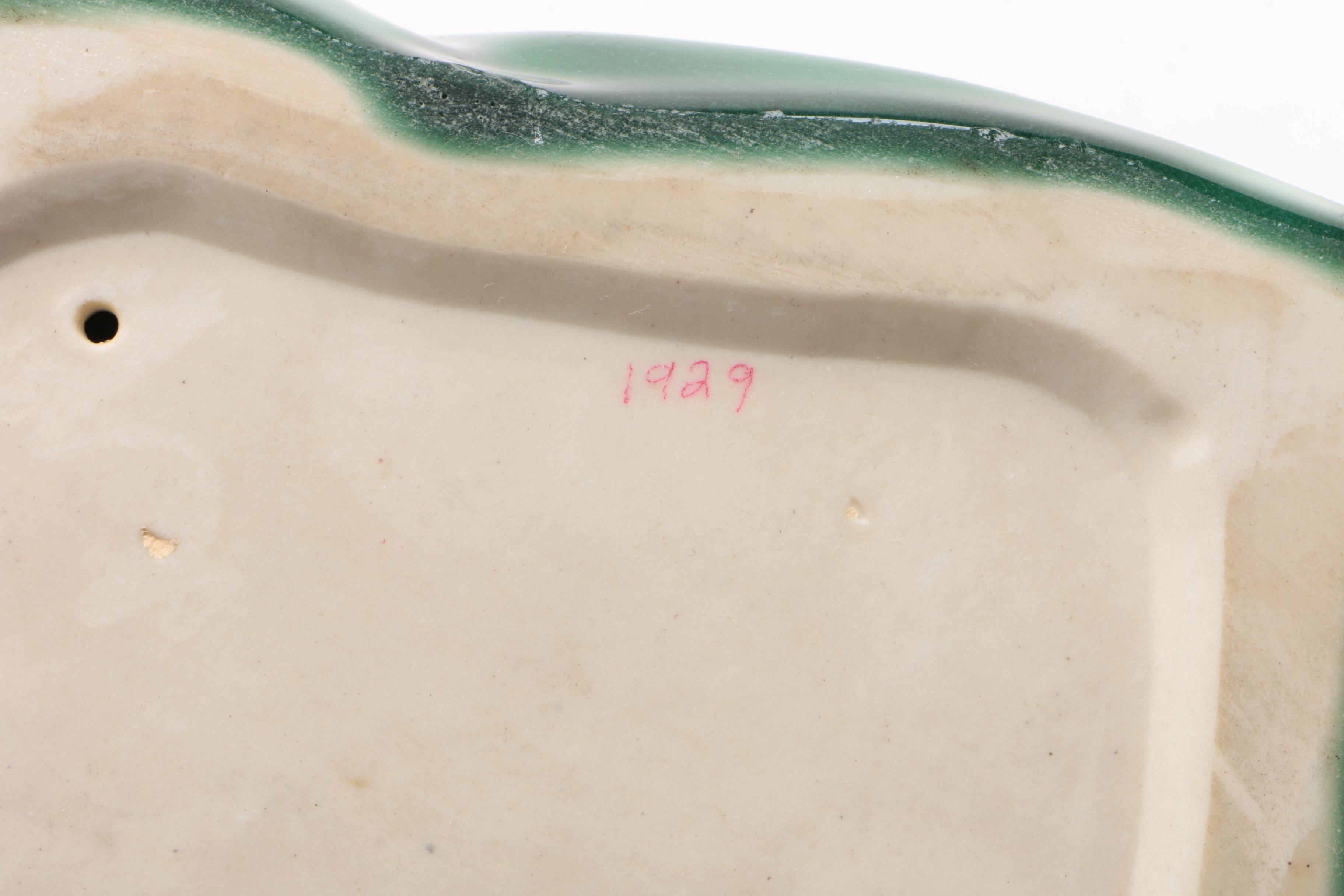 Rookwood Pottery "Rook" Glazed Green Tray, 1949