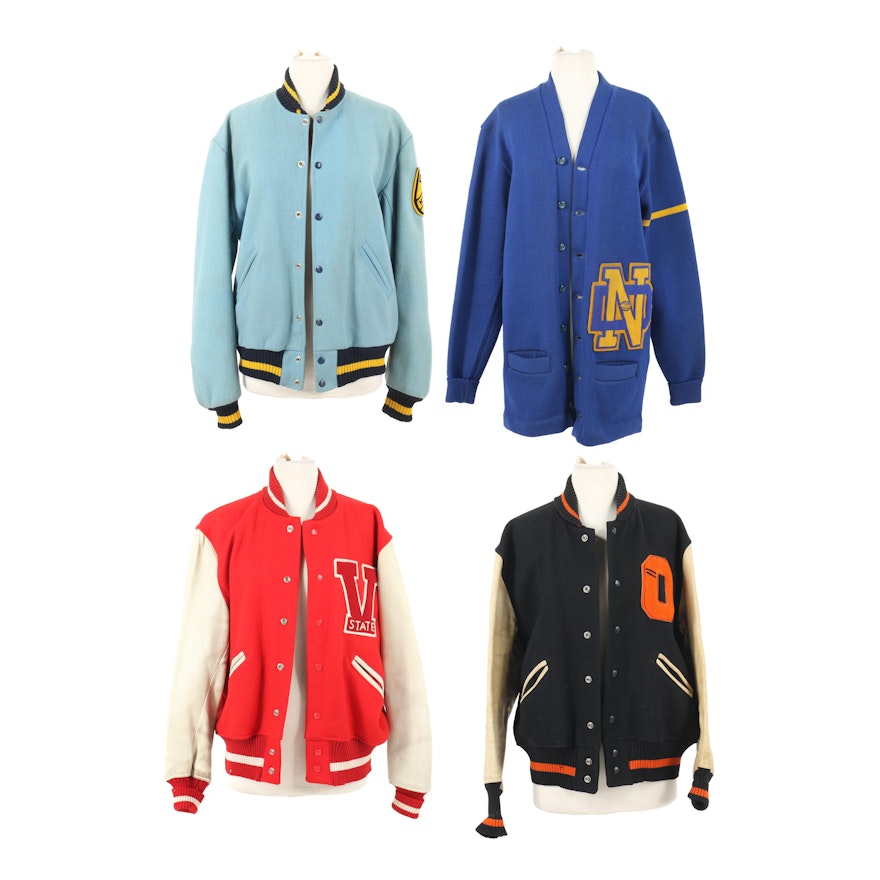 Men's Varsity Letterman Jackets and Cardigan, Mid-20th Century