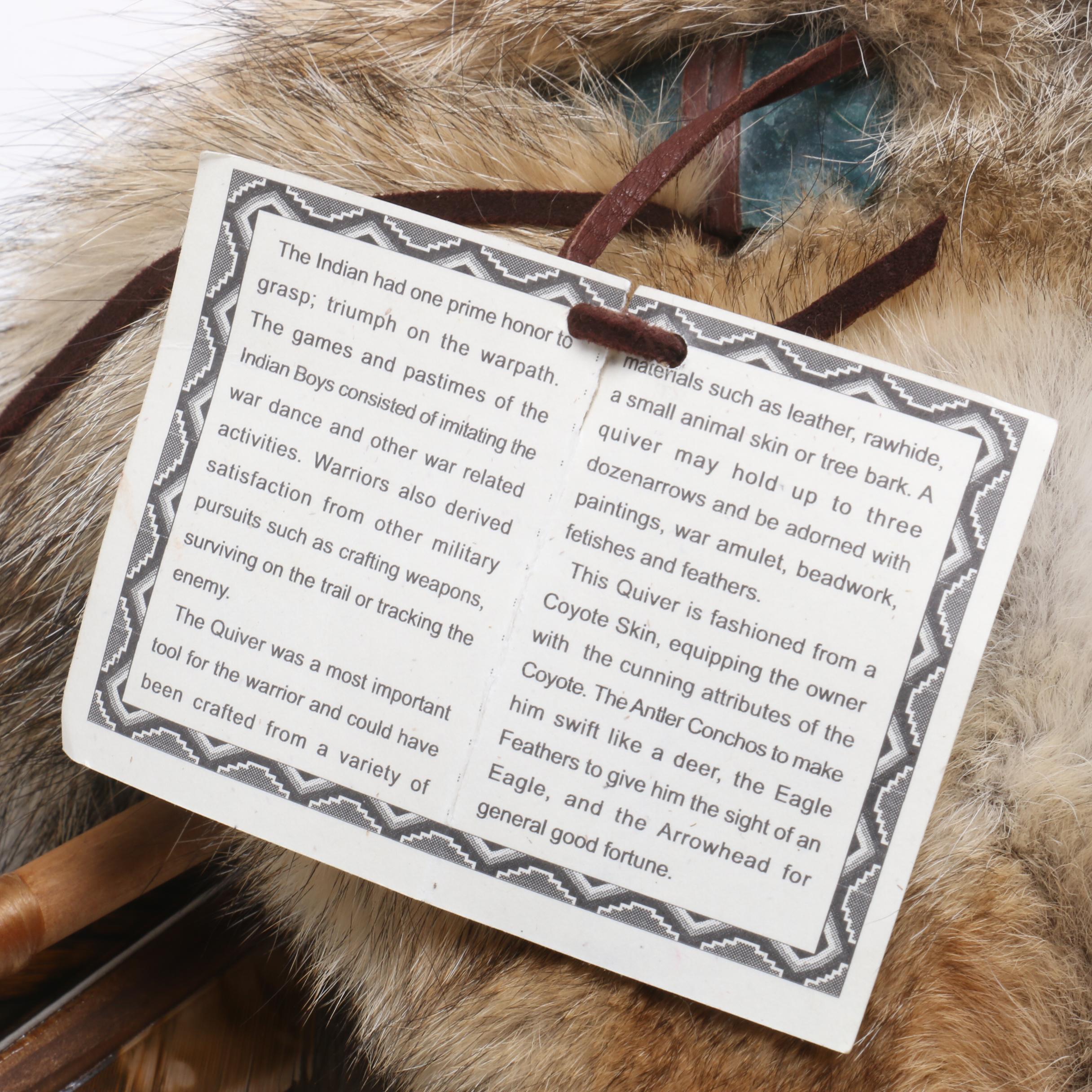 Fedelia Beaver Navajo Taxidermy Coyote Quiver with Arrows